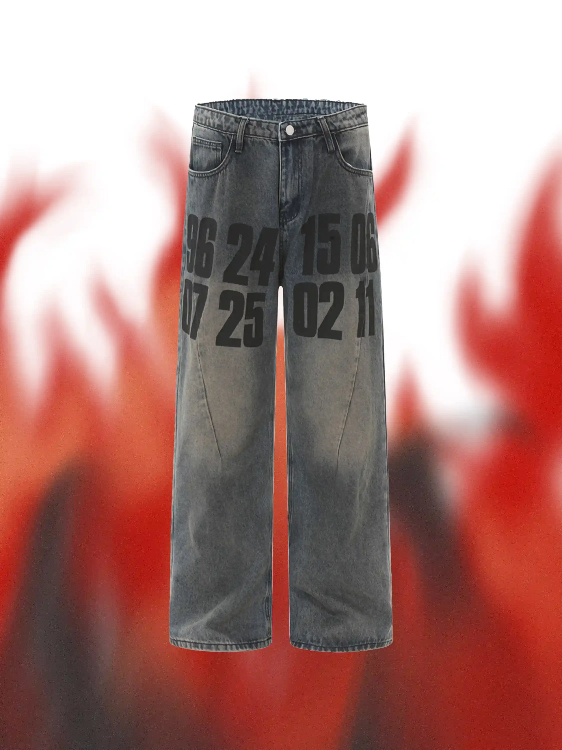 Vintage Number Print Jeans