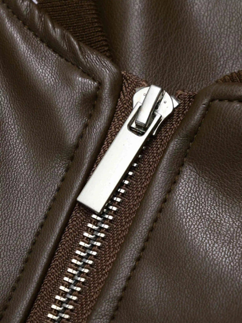 Disguisen Letter Embroidery Colorblock PU Leather Jacket