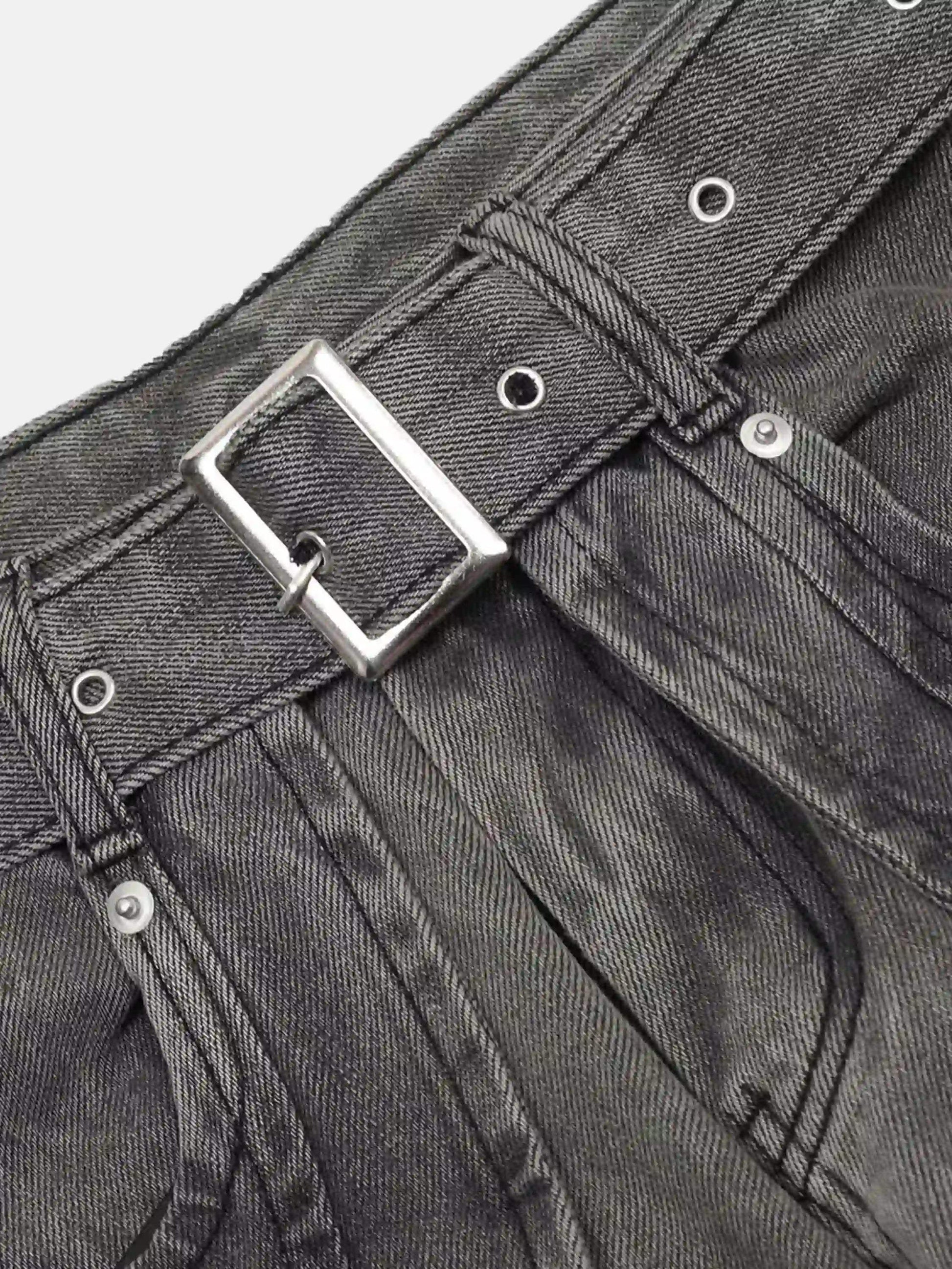 Disguisen Distressed Punk Jeans With Metal Belt