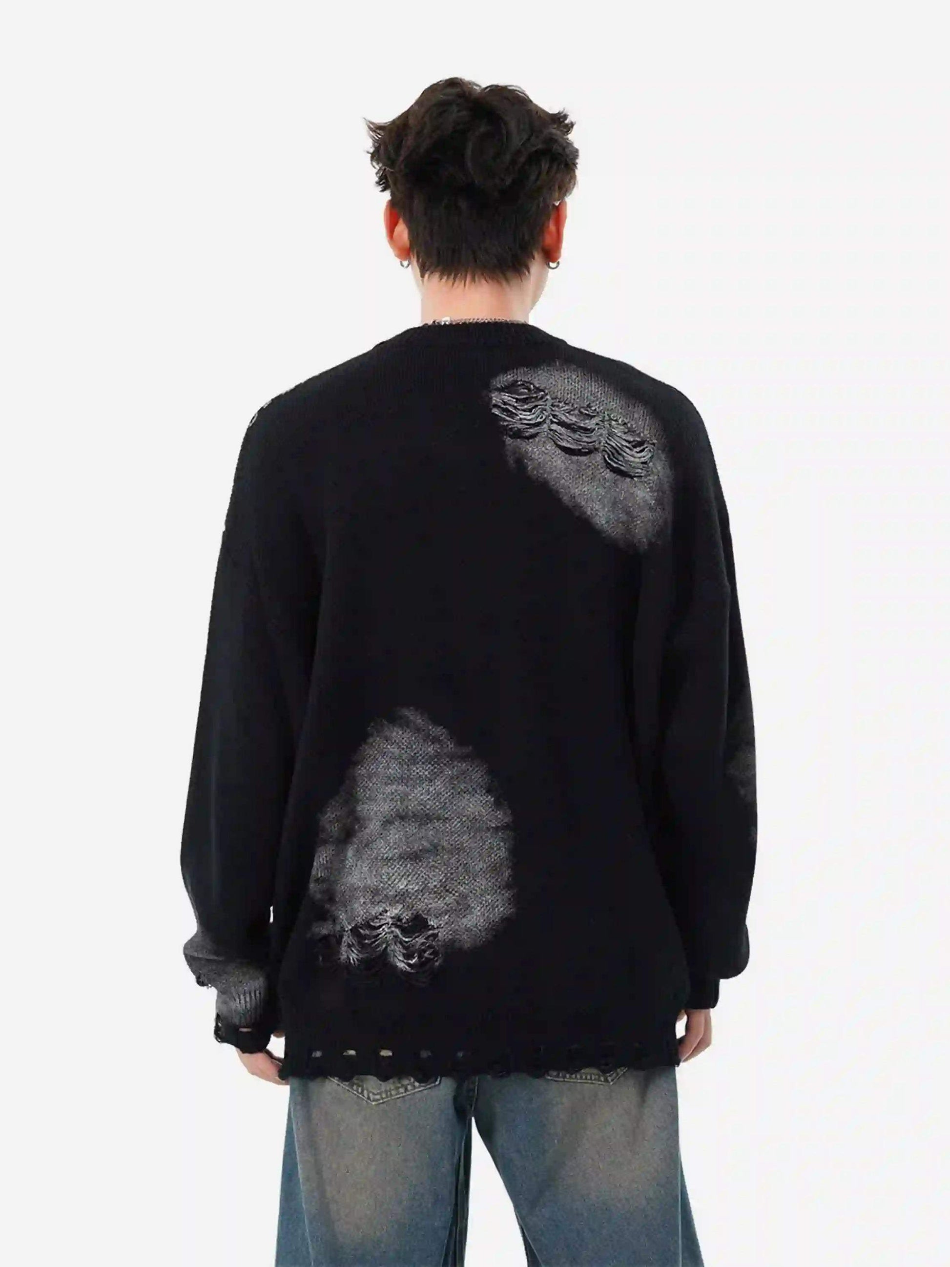 Disguisen High Street Spray Painted Distressed Dirty Chain Round Neck Sweater