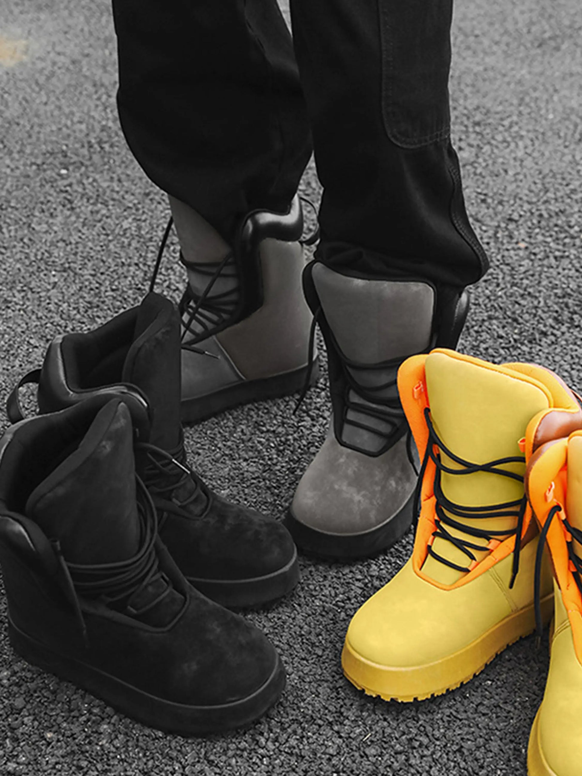 Contrasting Color Chunky Breadboard Boots