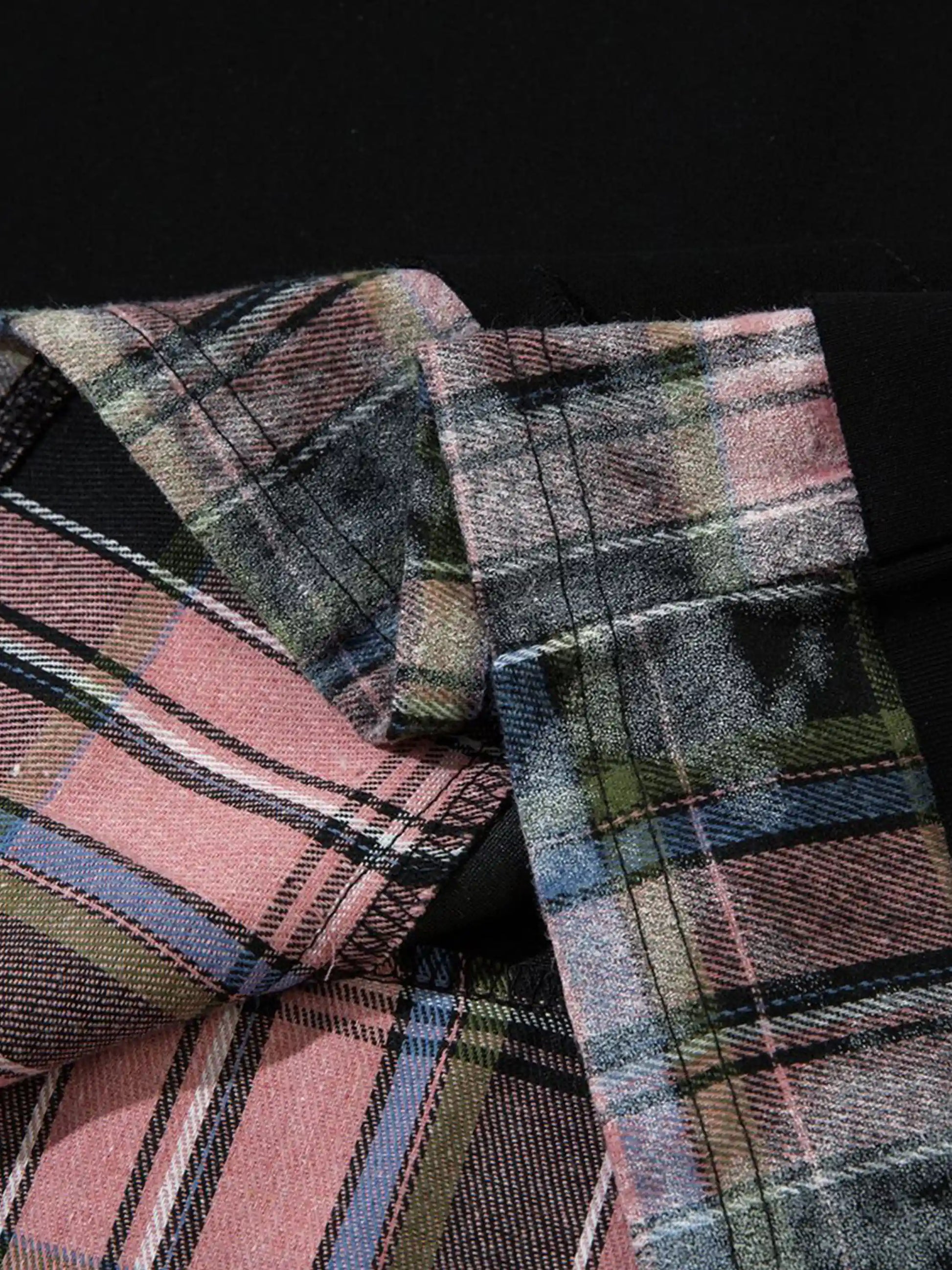 Vintage Fake two-piece Plaid Patchwork Sweatshirt