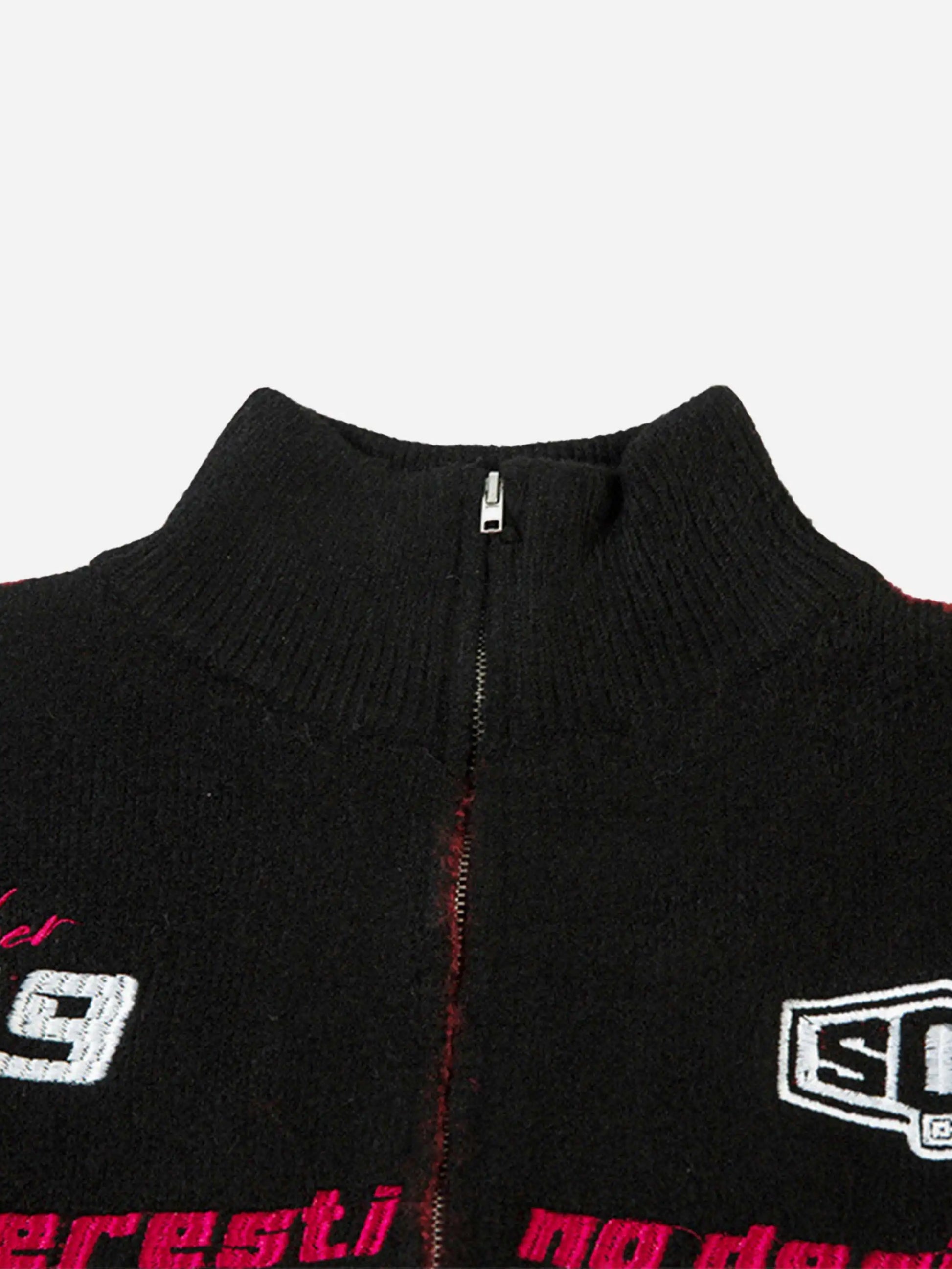 Disguisen Contrast Color Racing Zip-up Cardigan