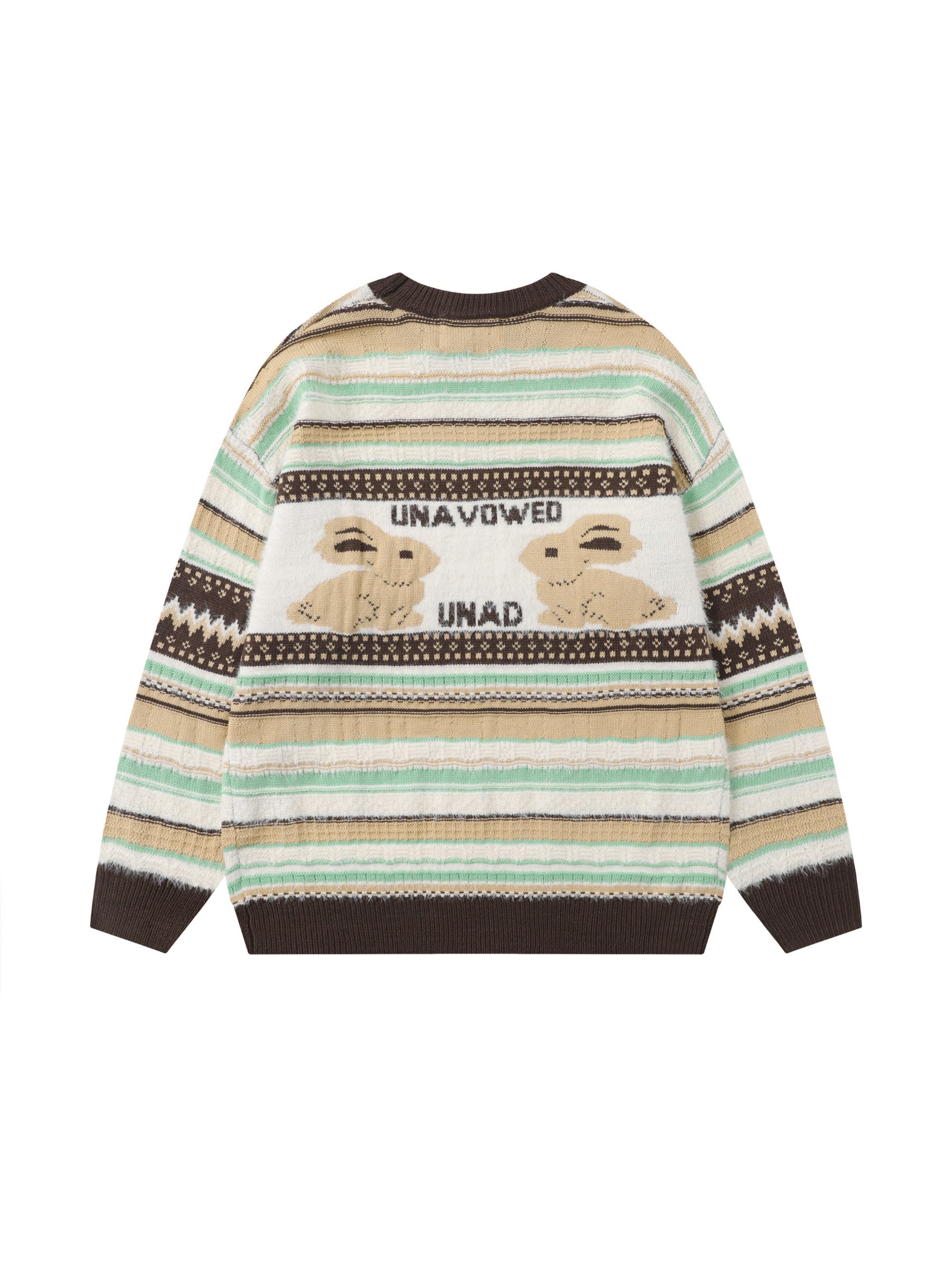 Rabbit Jacquard Bow Decorative Stripes Sweater