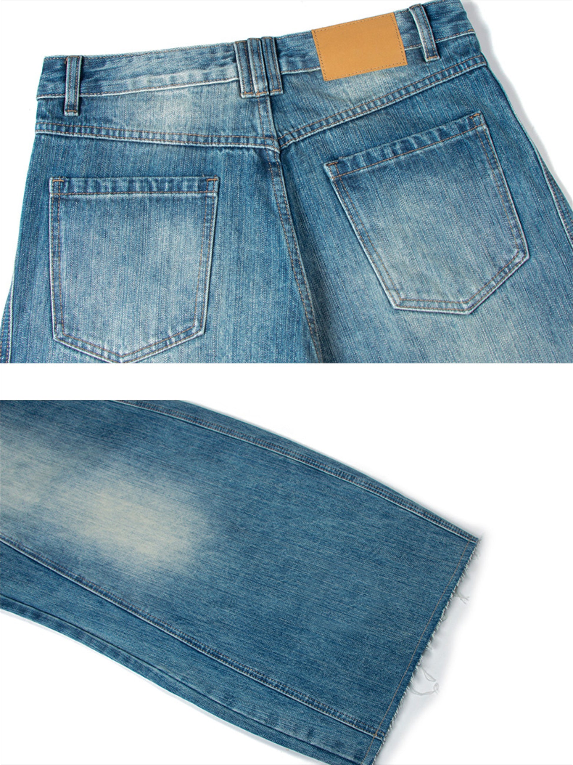 Vintage Distressed Curved Silhouette Jeans