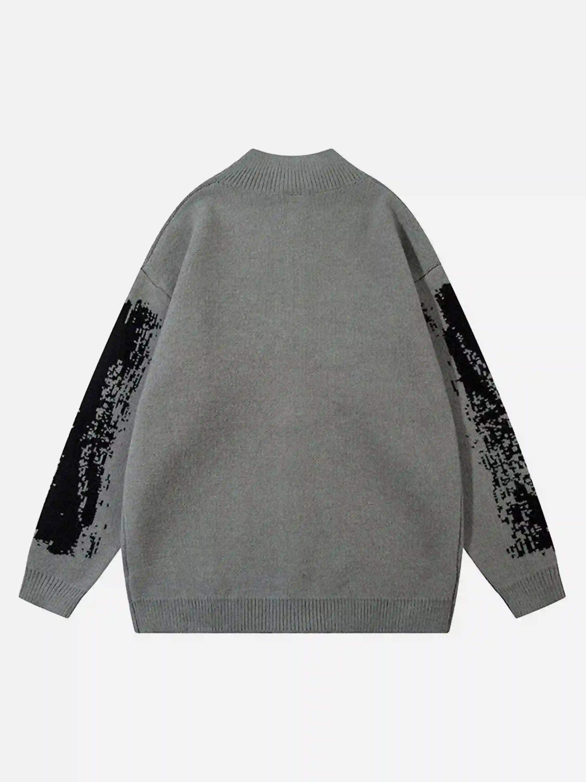Disguisen High Street Abstract Pattern Zipper Stand Collar Cardigan