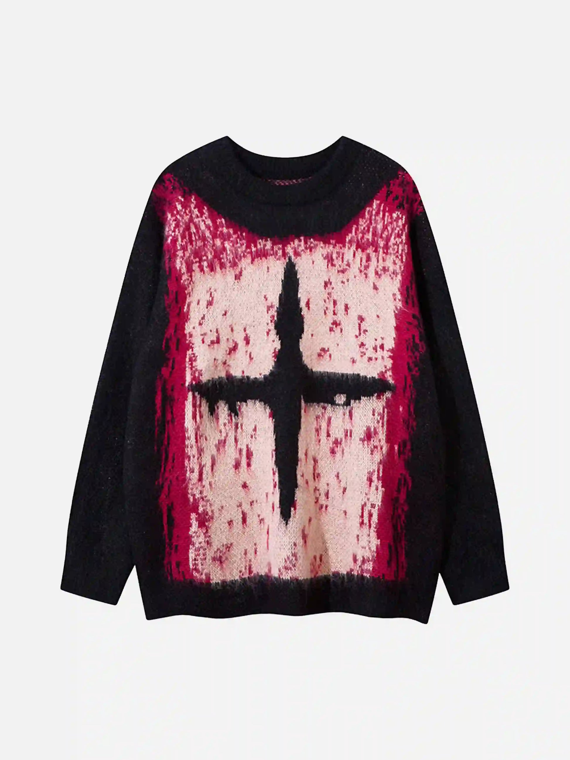 Disguisen Contrast Color Cross Sweater