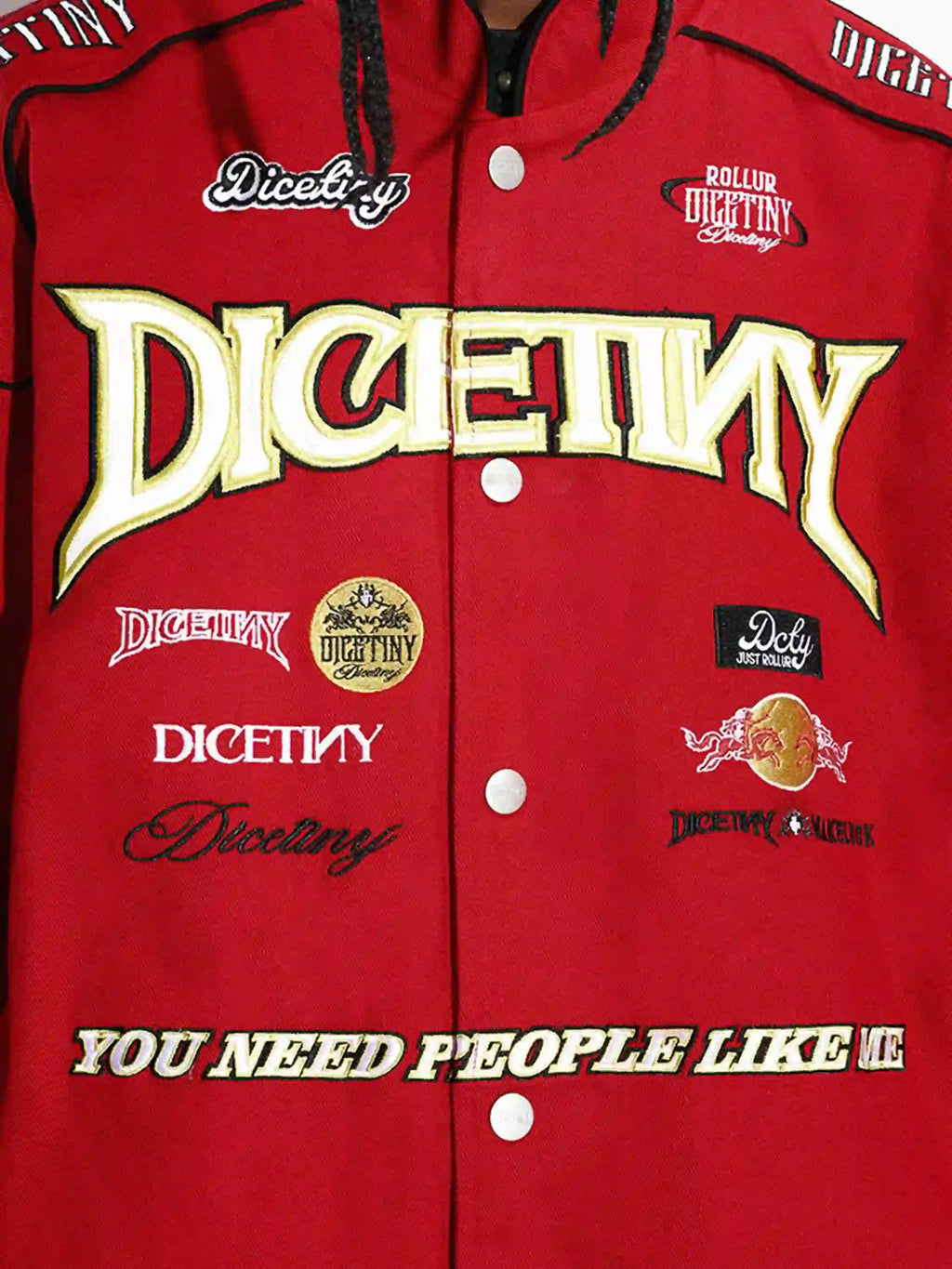 Disguisen Hip-Hop Motorcycle Embroidered Stand Collar Jacket