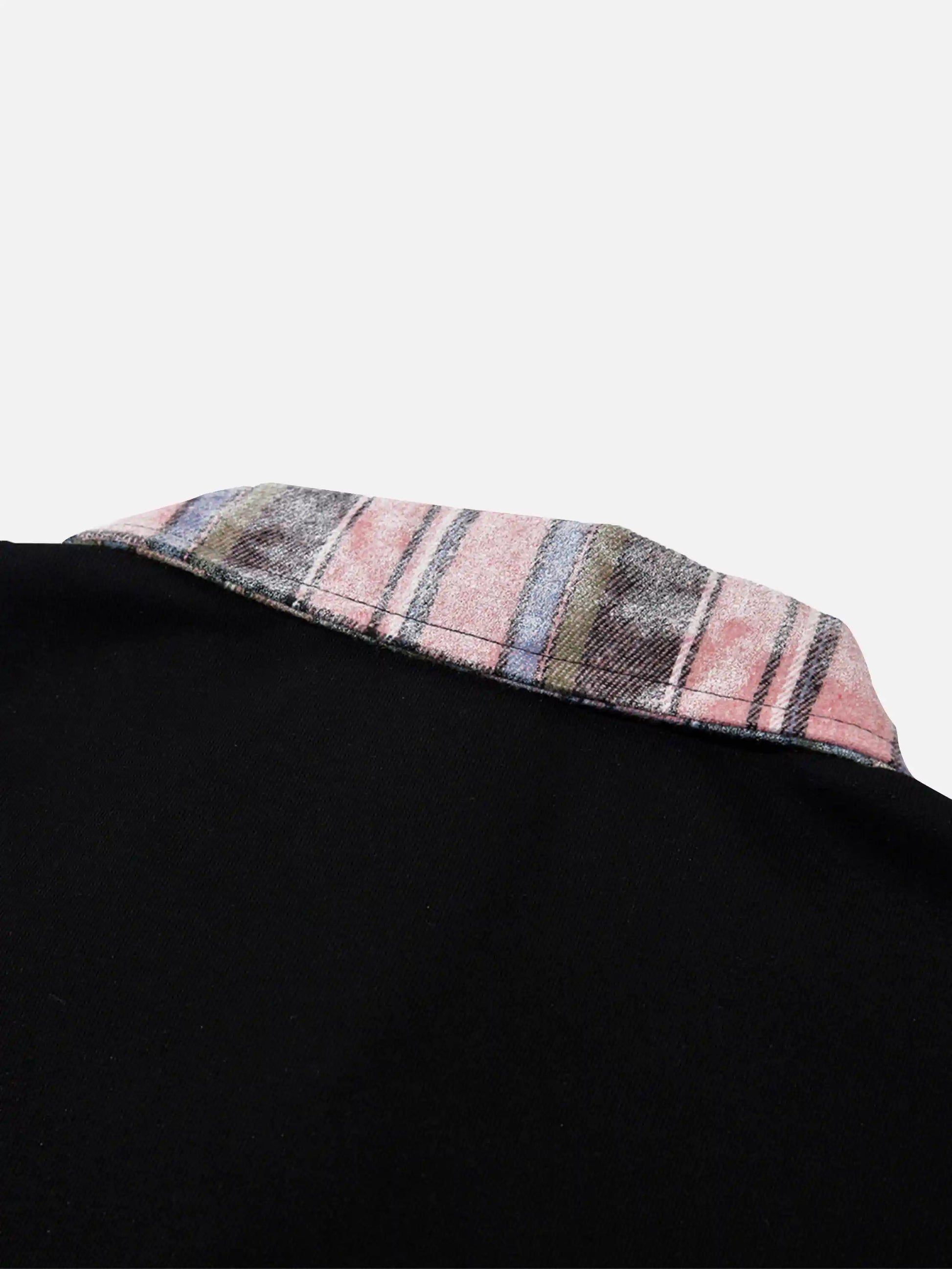 Vintage Fake two-piece Plaid Patchwork Sweatshirt