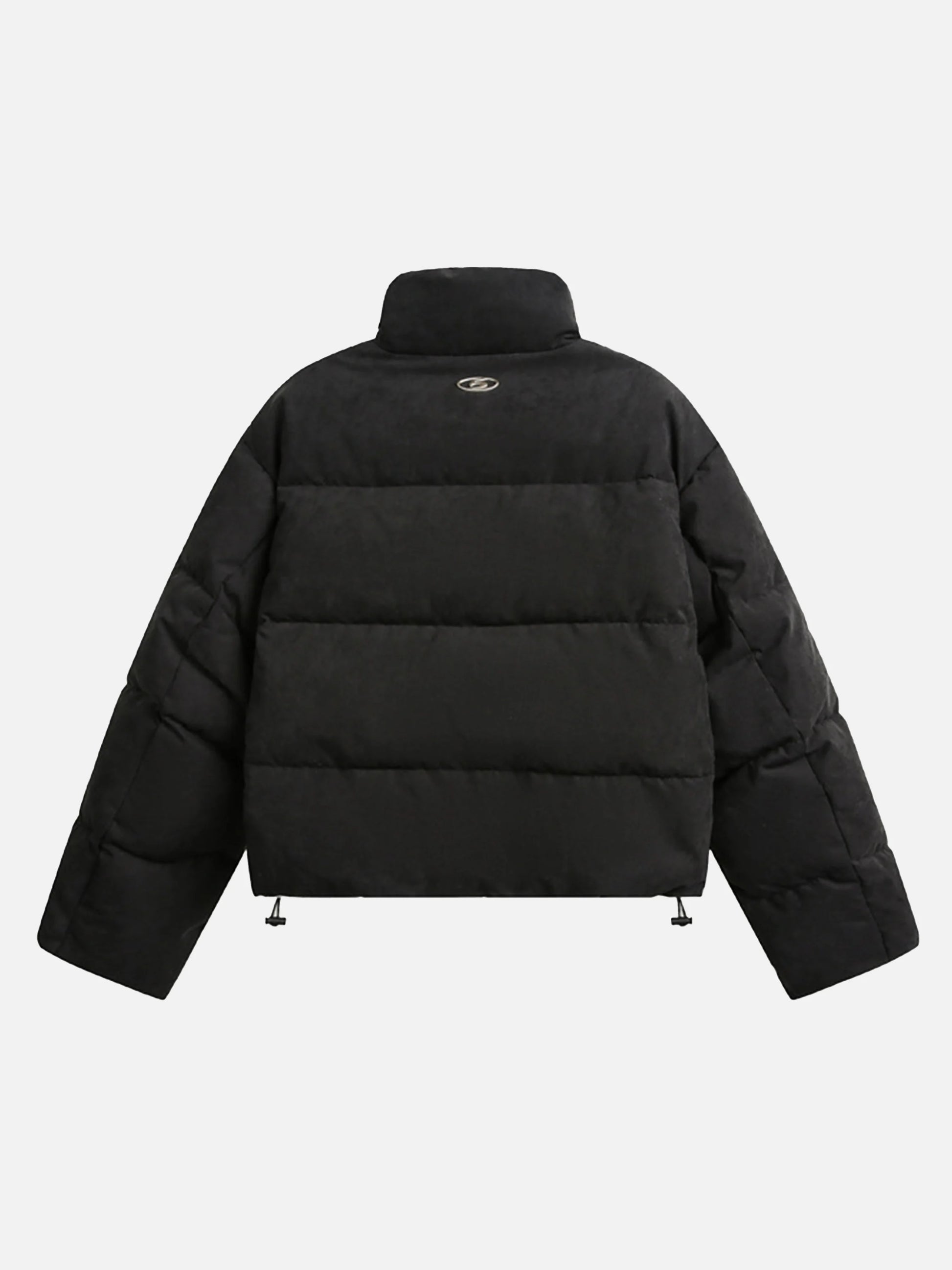 Panelled Stand Collar Cropped Coat