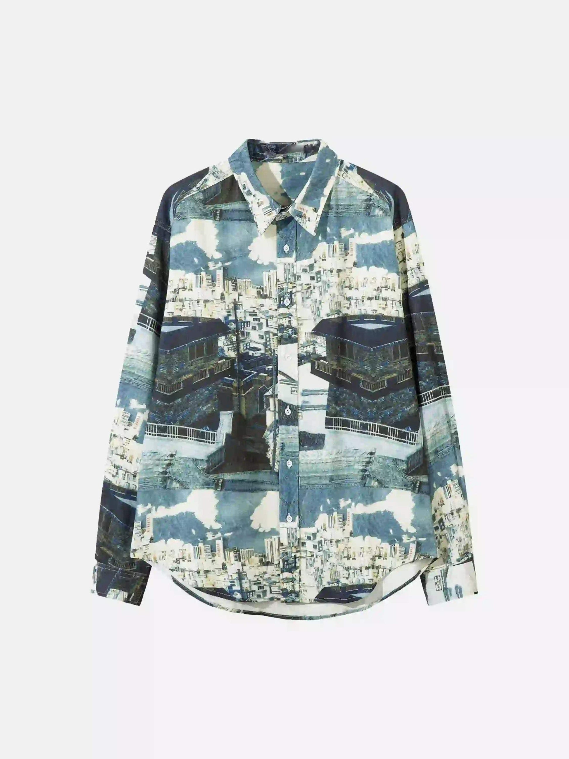 Disguisen American Style Architectural Long Sleeve Floral Shirt