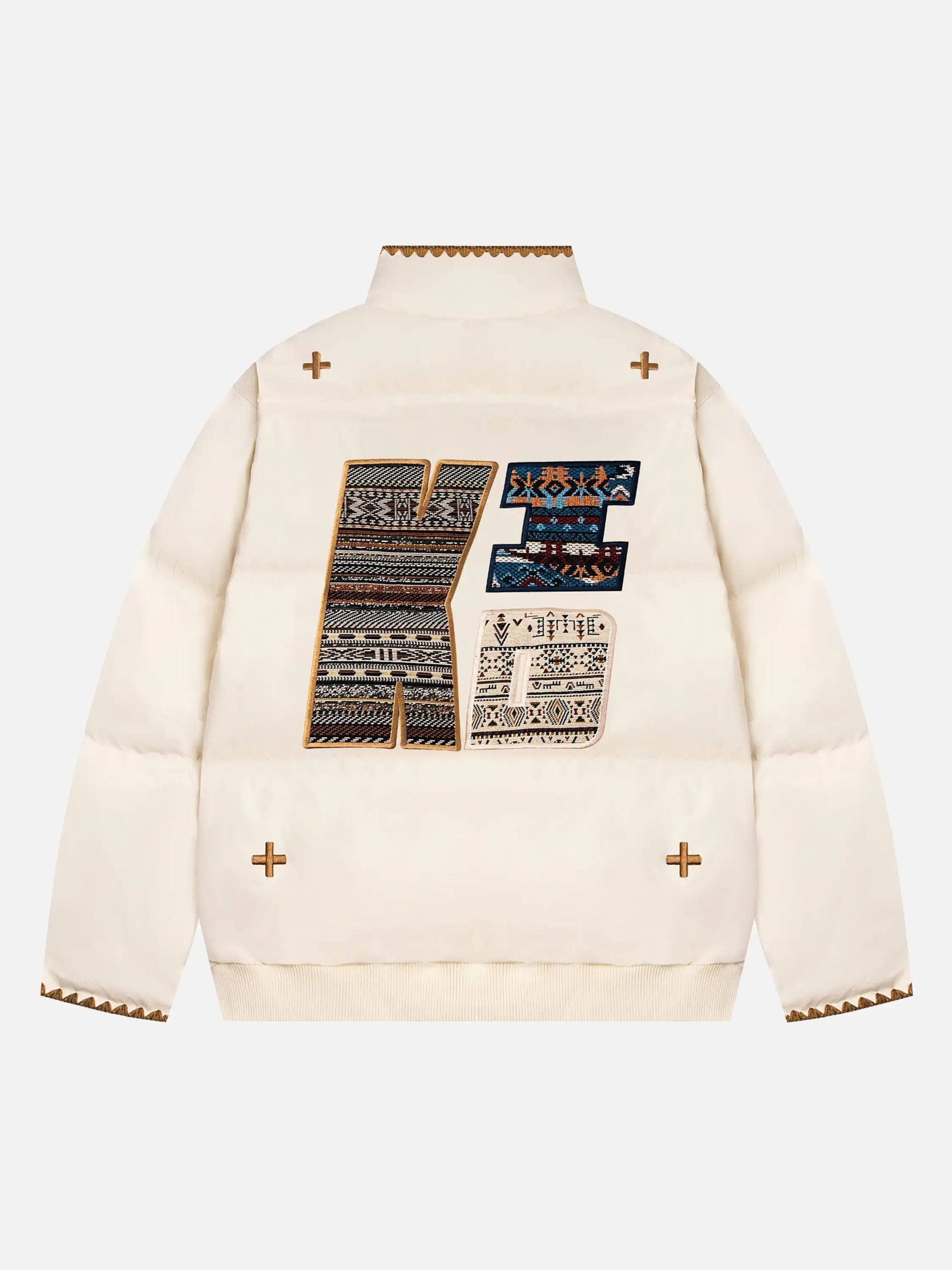 Pixel Embroidery Stand-collar Coat
