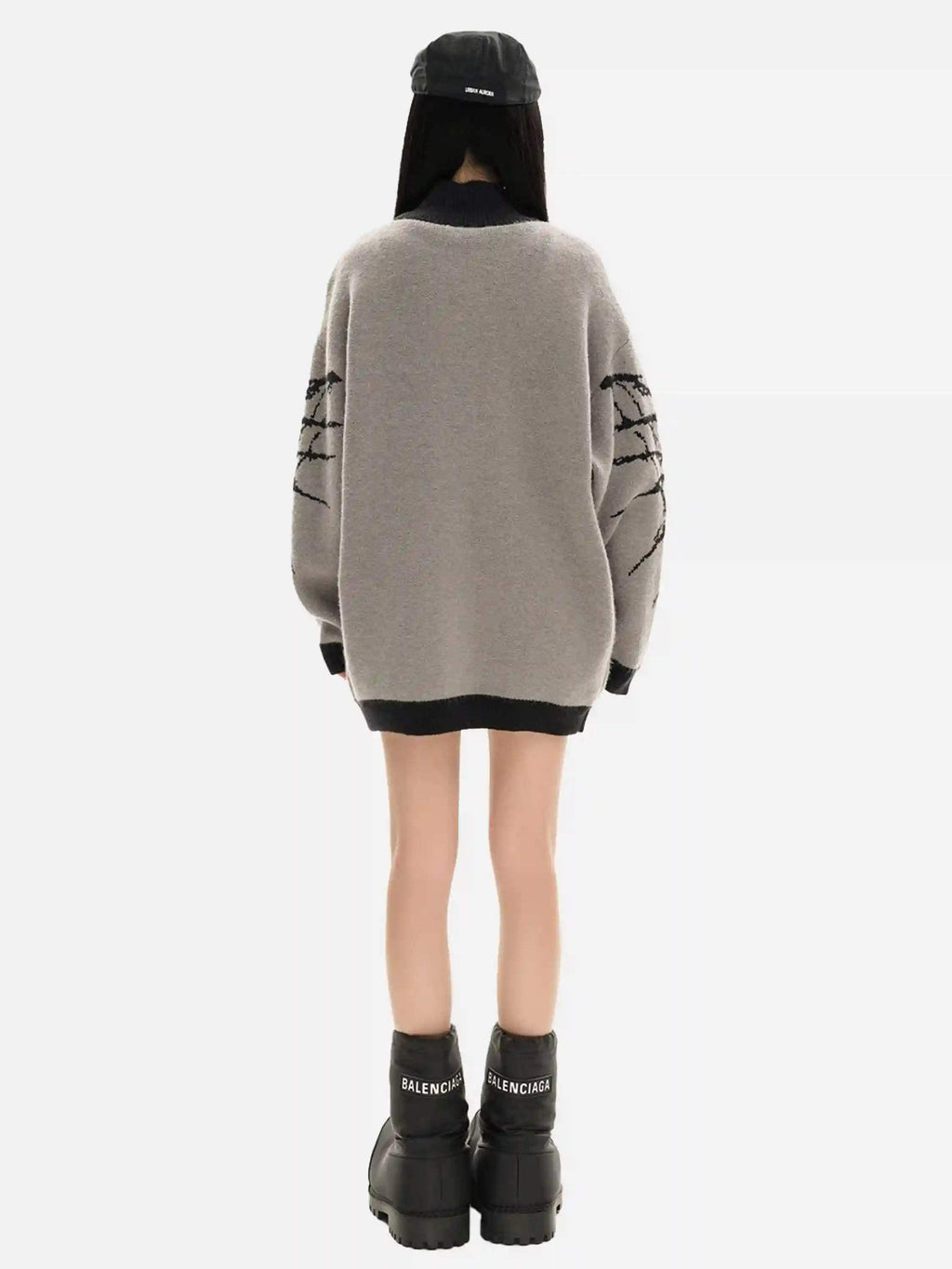 Disguisen Dark Spider Web Zipper Stand Collar Cardigan