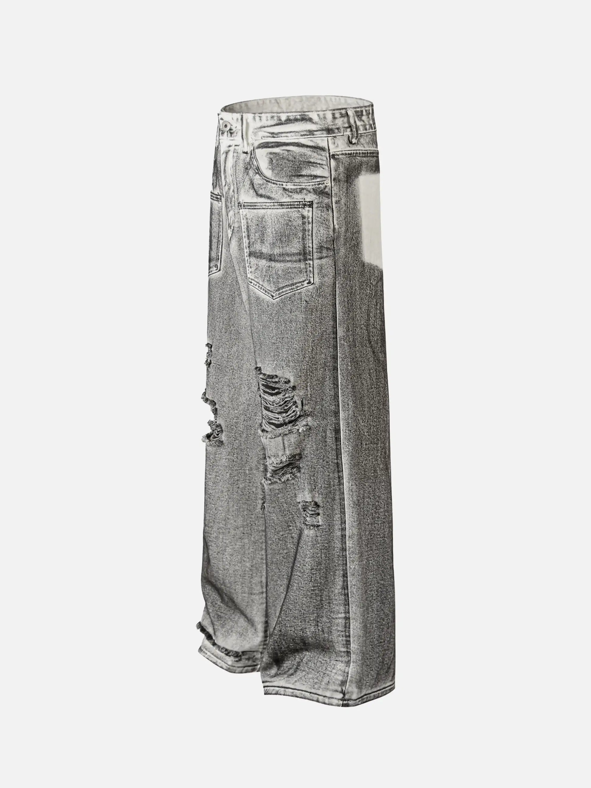 Washed Distressed Multi-pocket Ripped Jeans