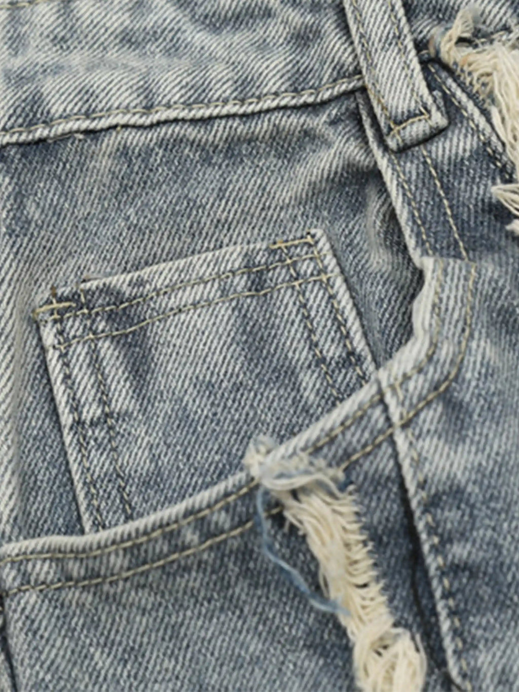 Vintage Fringed Raw-edge Jeans