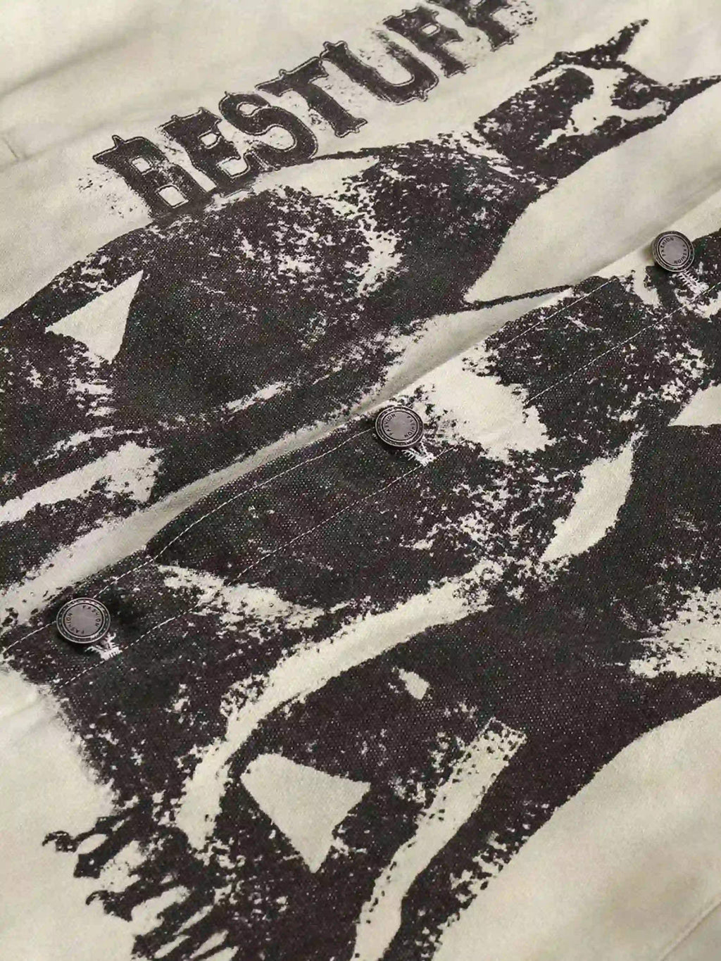 Vintage Washed Distressed Graffiti Patchwork Jacket