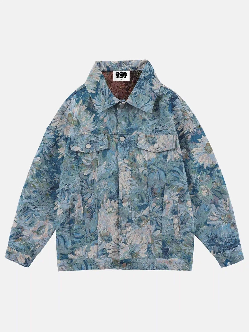 Disguisen Oil Painting Jacquard Flower Denim Jacket