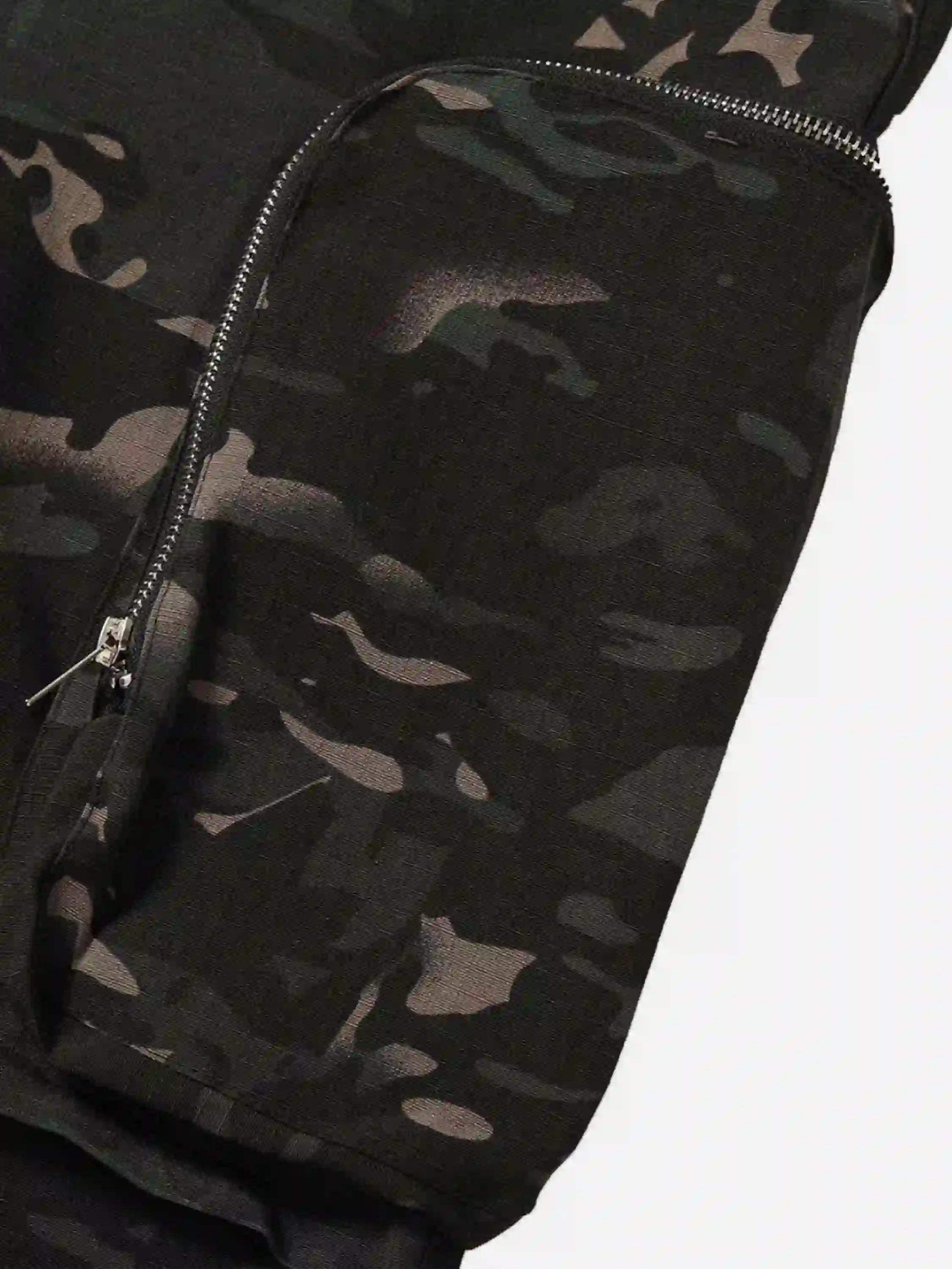 Disguisen Street Dark Camouflage Zipper Cargo Pants