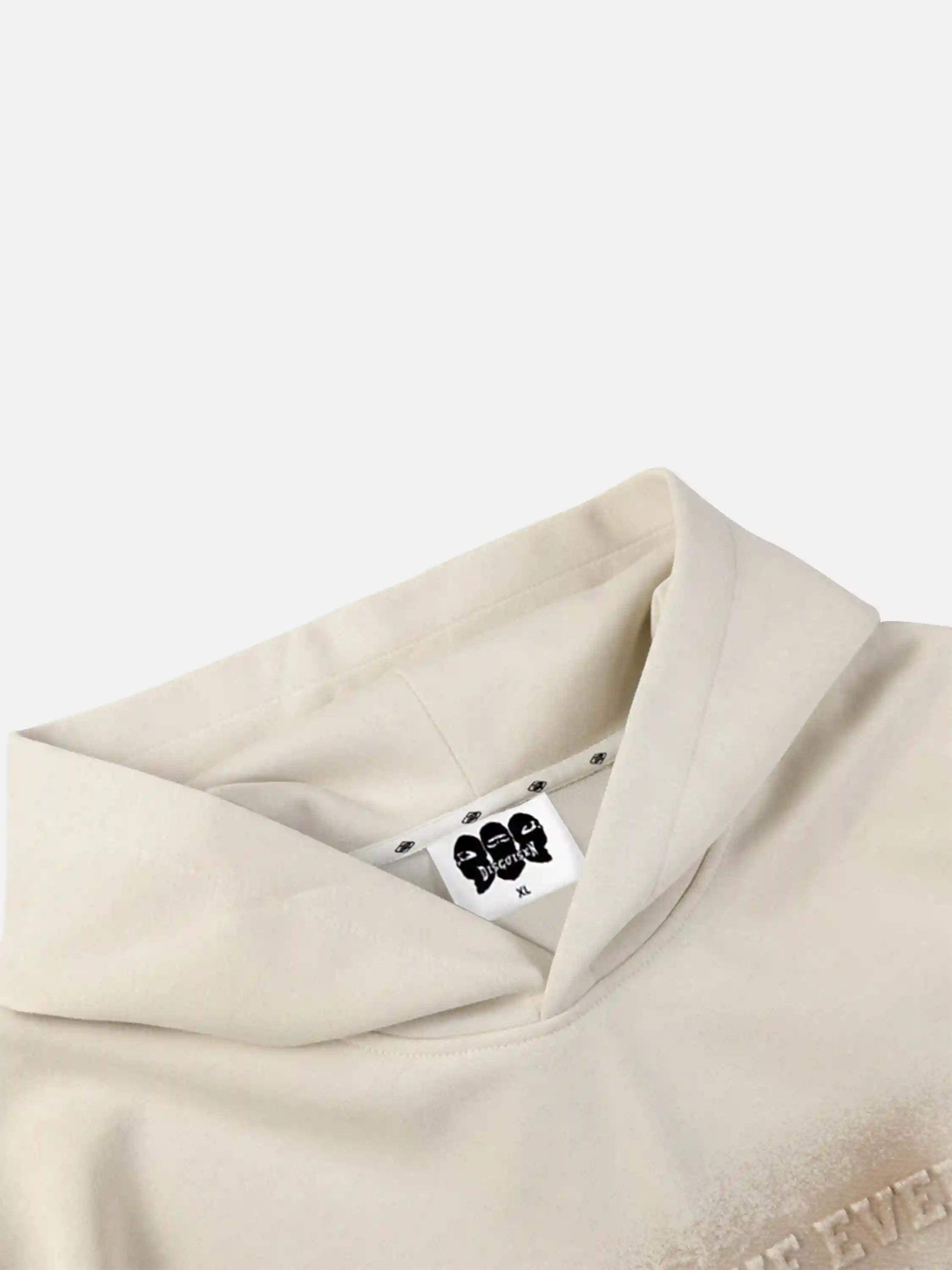 Disguisen Distressed 3D Steel Print Hip-Hop Pullover Hoodie