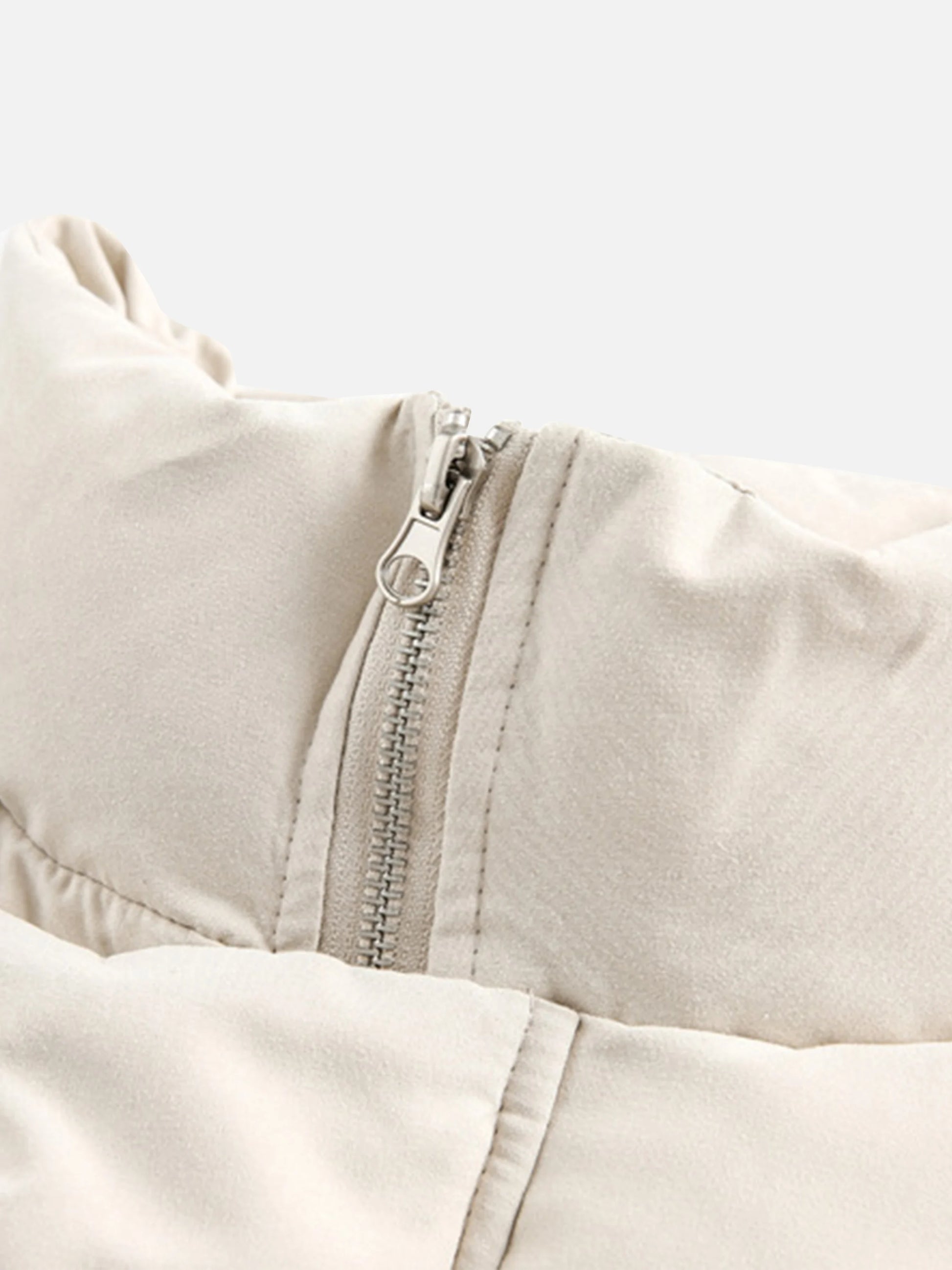 Panelled Stand Collar Cropped Coat