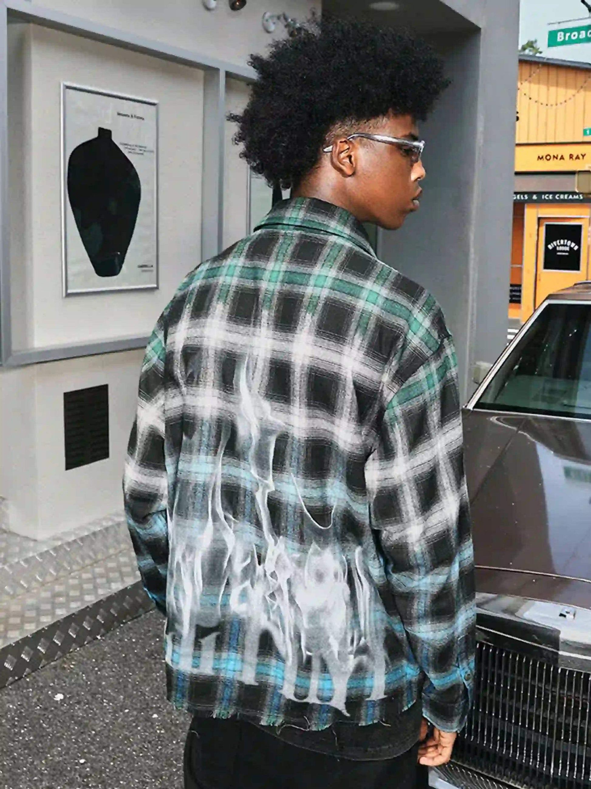 Disguisen American High Street Flame Contrast Patchwork Shirt