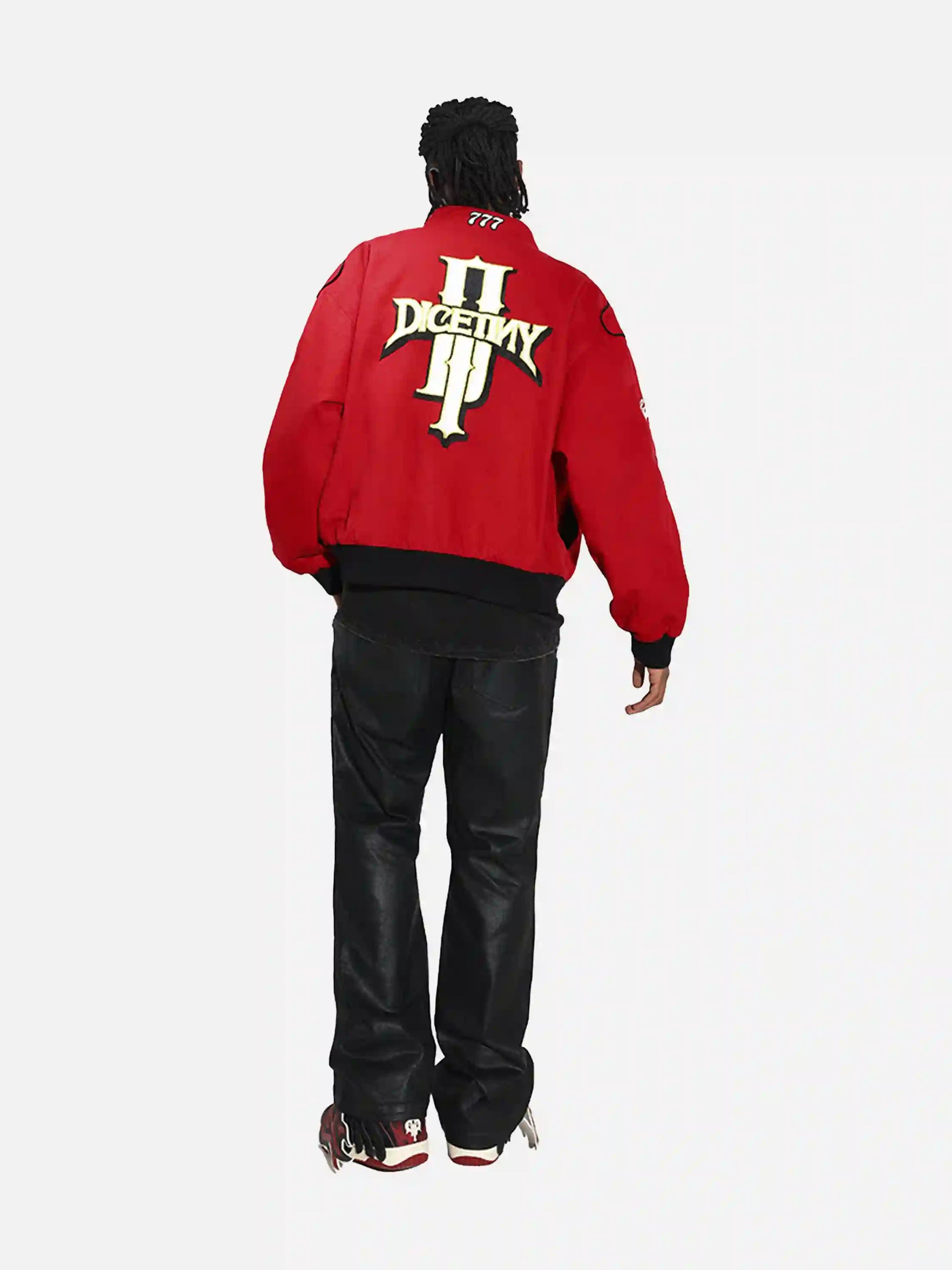 Disguisen Hip-Hop Motorcycle Embroidered Stand Collar Jacket