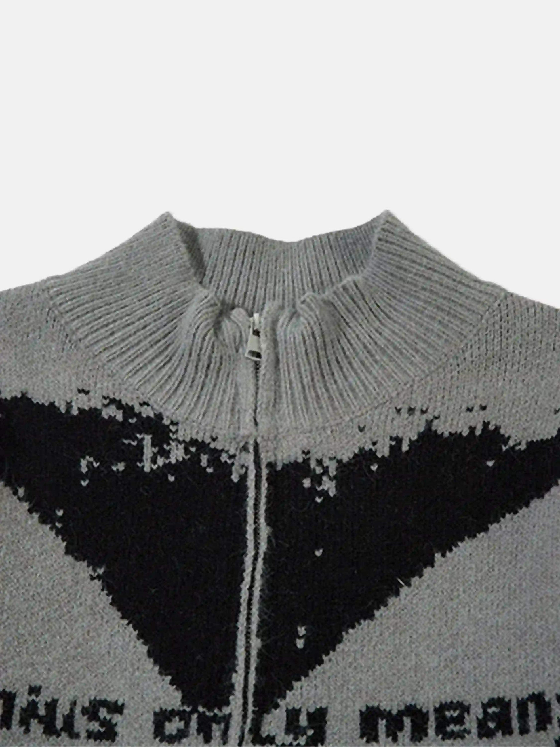 Disguisen High Street Abstract Pattern Zipper Stand Collar Cardigan