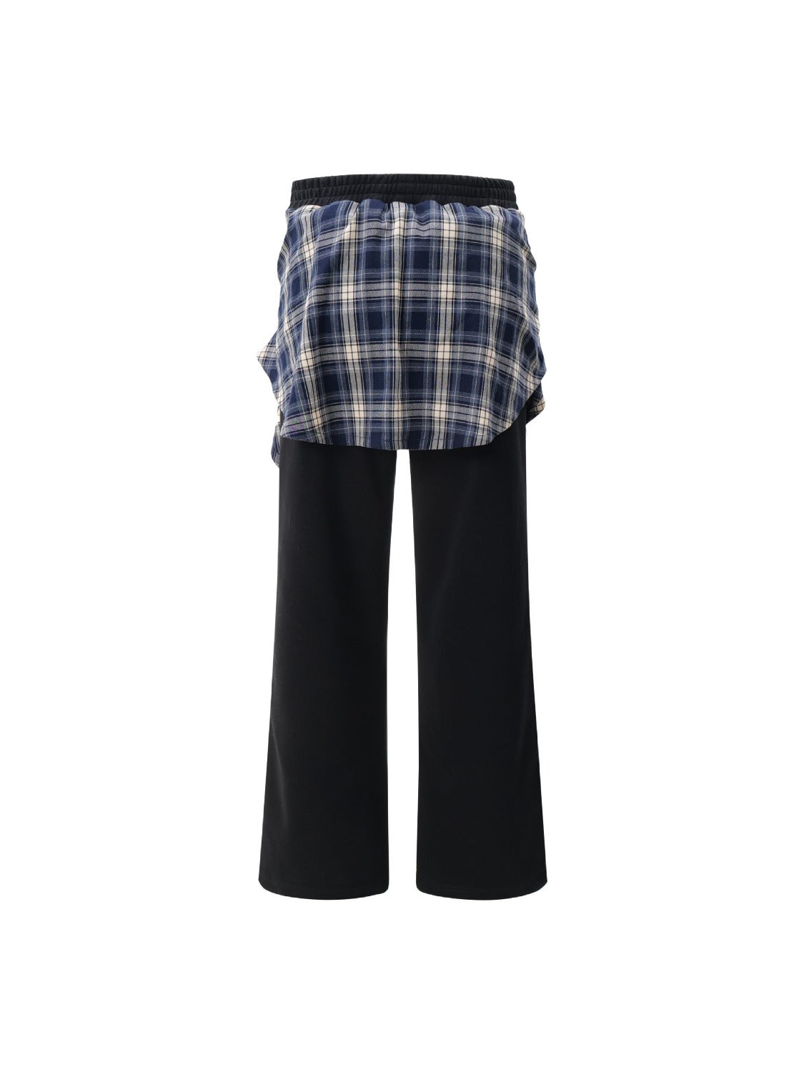 Patchwork Plaid Fake Two-piece Sweatpants