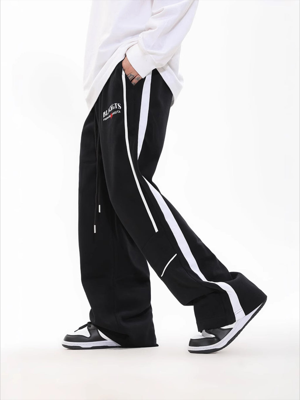 Contrast Color Loose Sweatpants