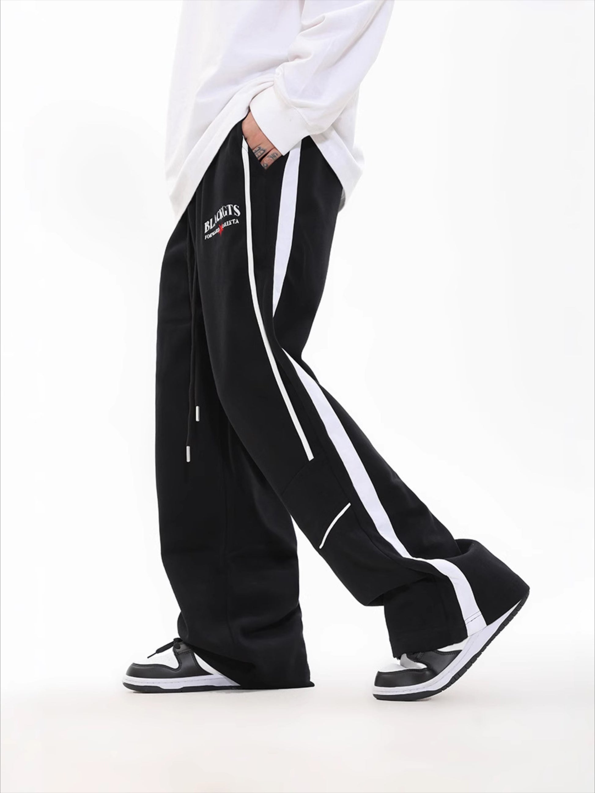 Contrast Color Loose Sweatpants