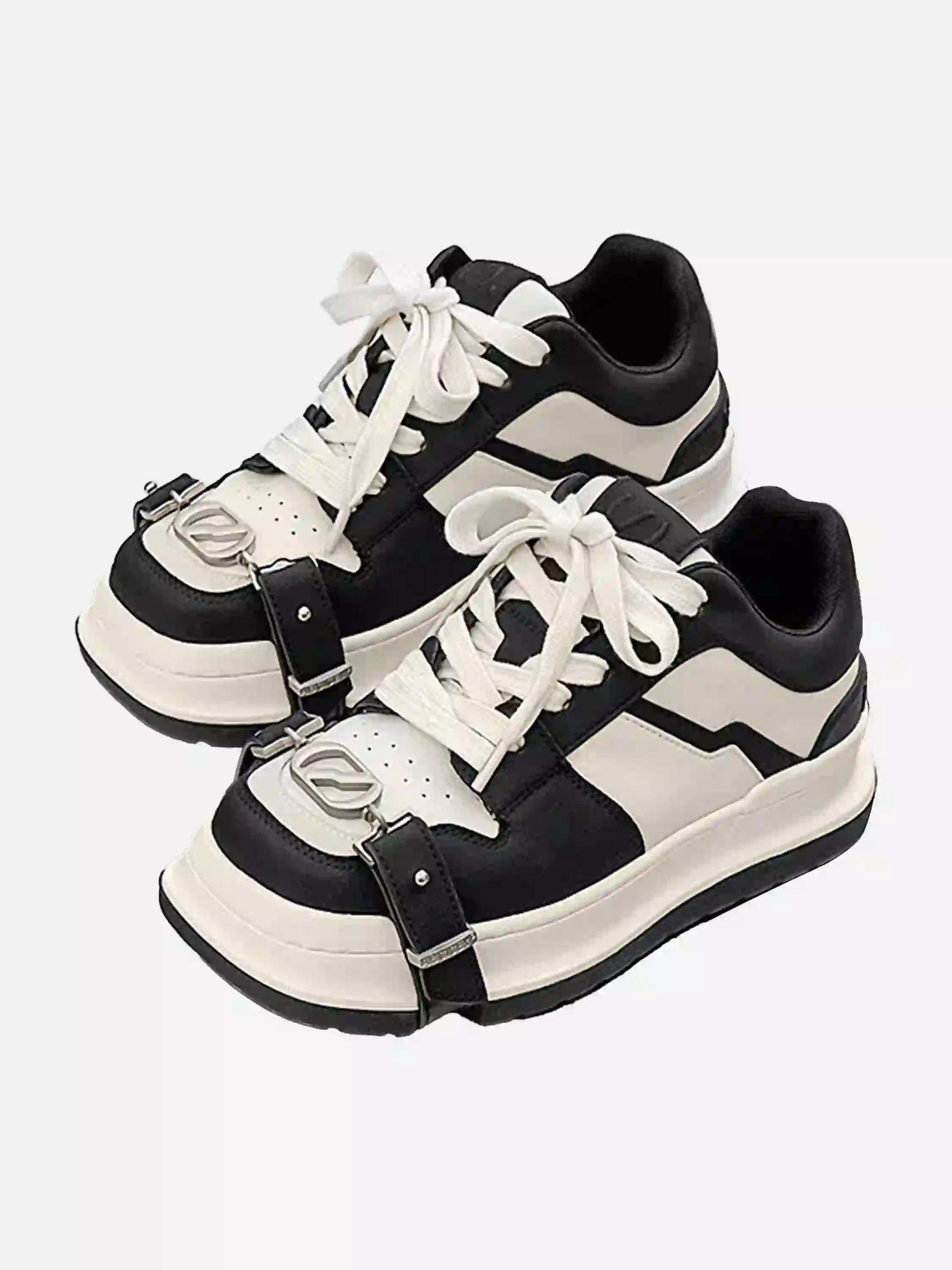 Disguisen Street Lace-Up Low-Top Square Toe Sneakers