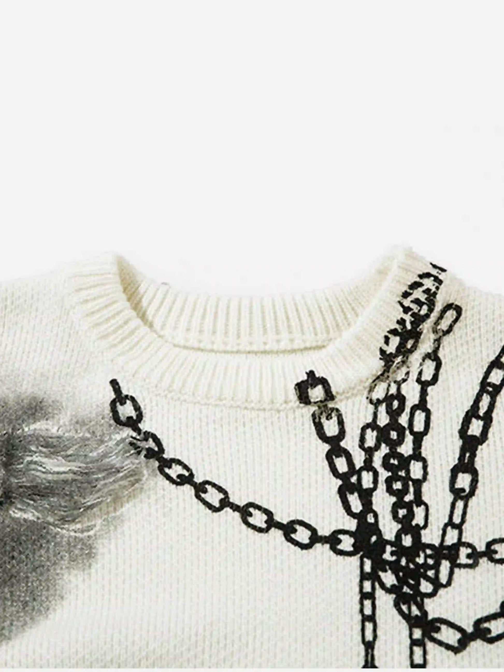 Disguisen High Street Spray Painted Distressed Dirty Chain Round Neck Sweater