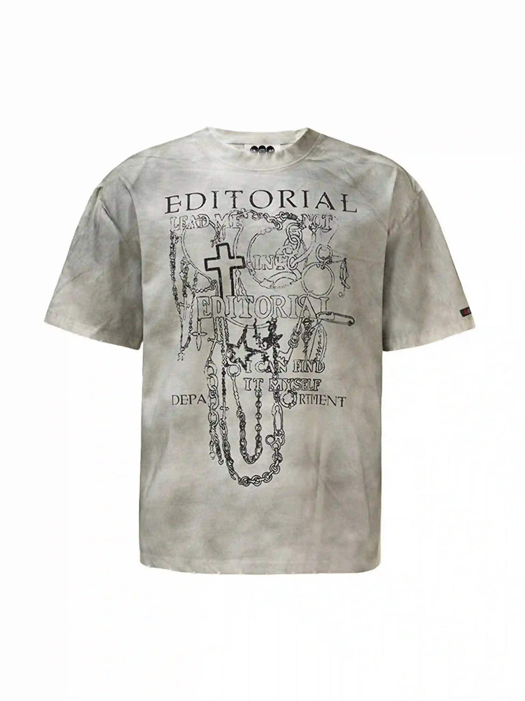 Disguisen Mud-dyed Dirty Spray Cross Print Street Rap T-Shirt