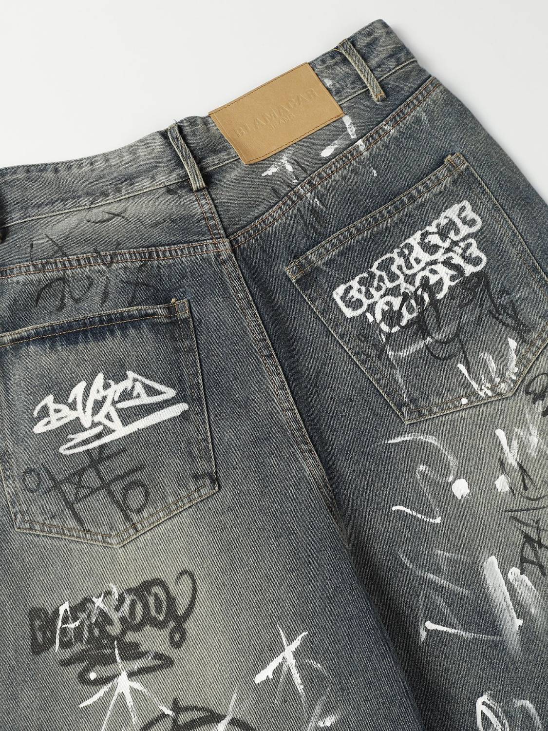Washed Dirty Graffiti Jeans