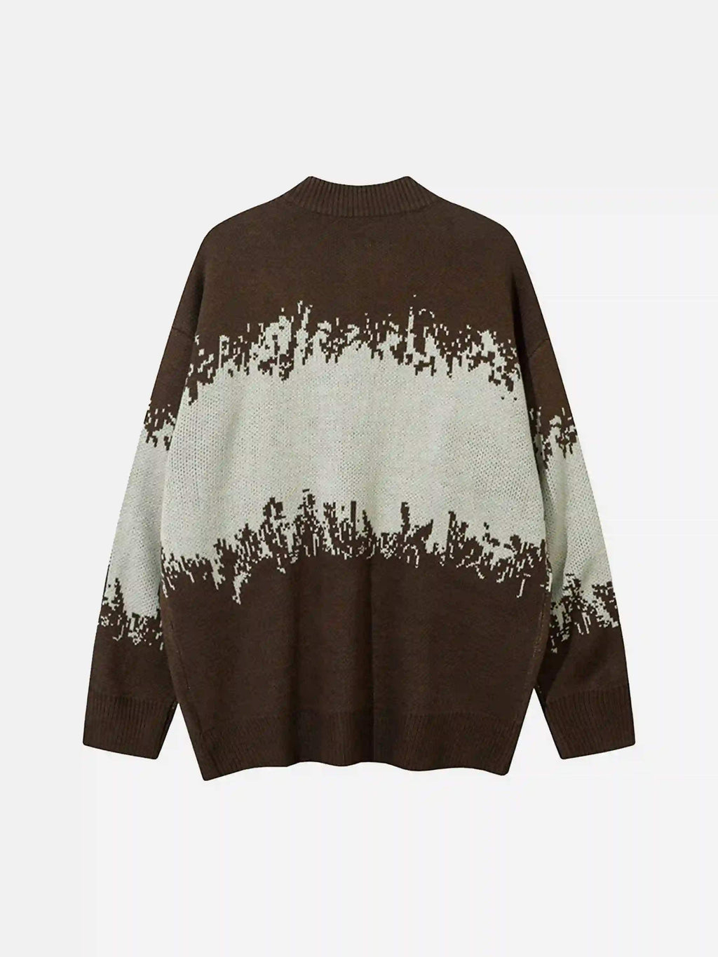Disguisen Asymmetric Jacquard Stitching With Two-Way Zipper Sweater