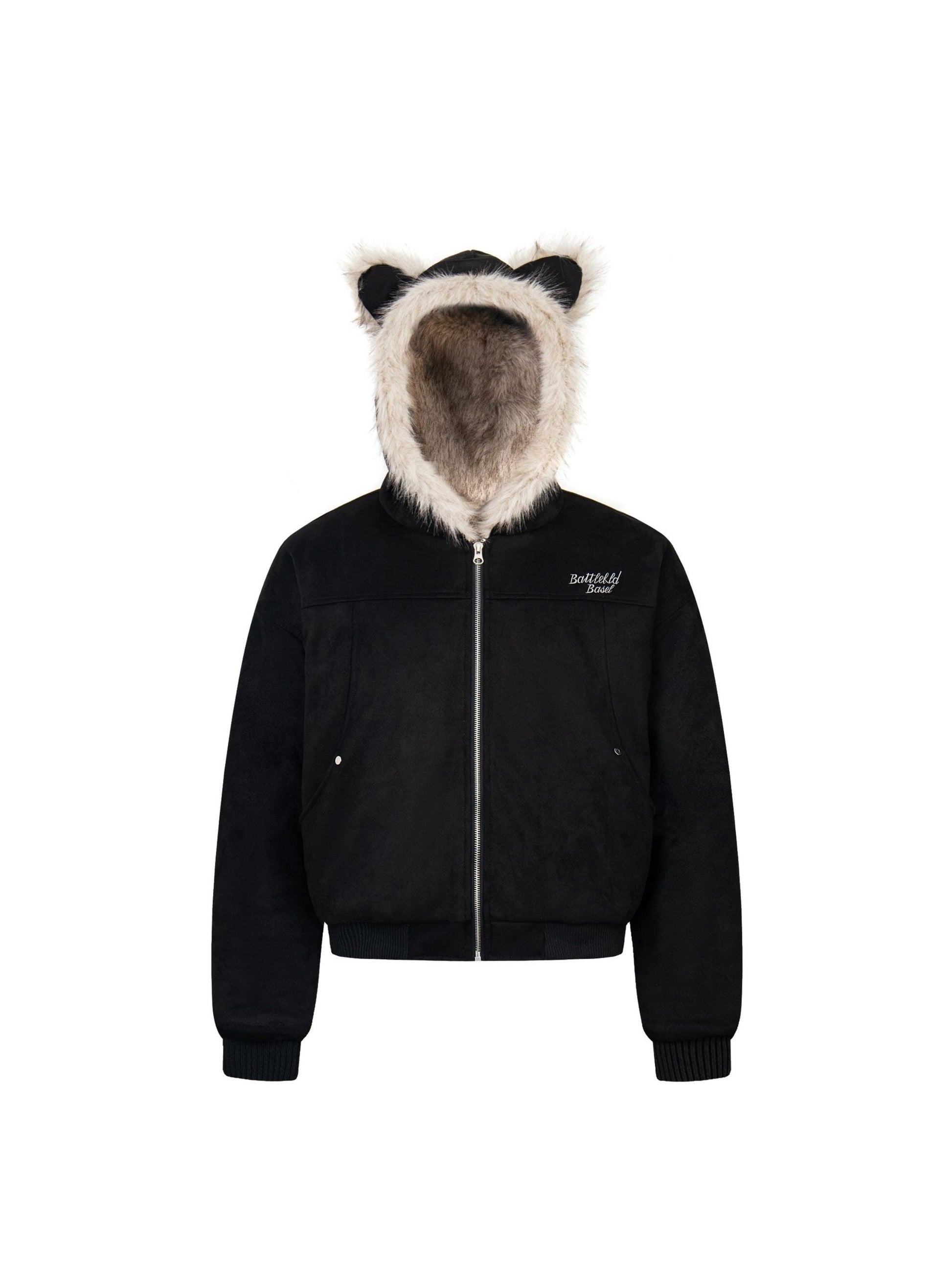 Fur Collar Suede Padded Hooded Jacket