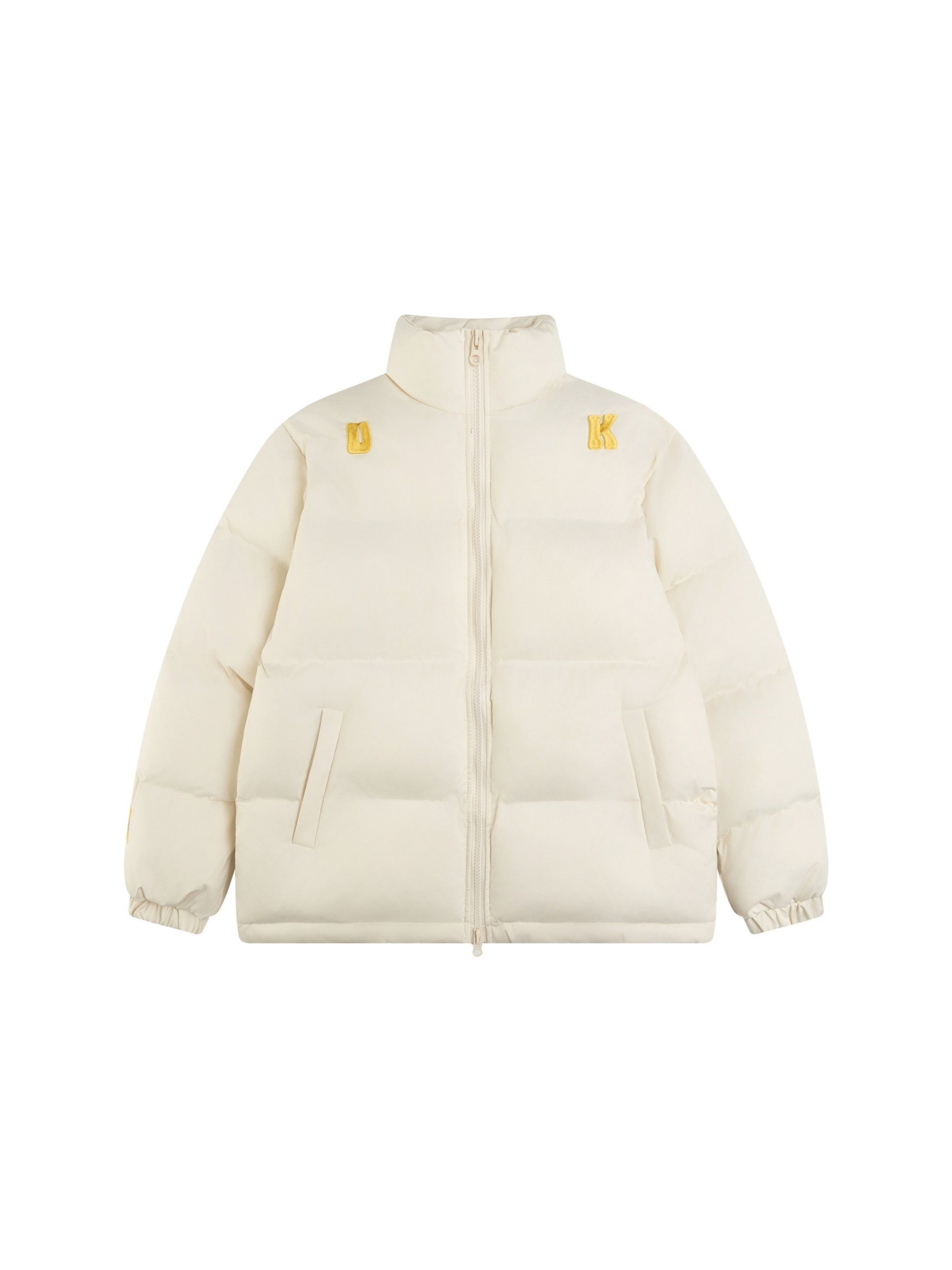 Lettering Embroidered Stand Collar Coat