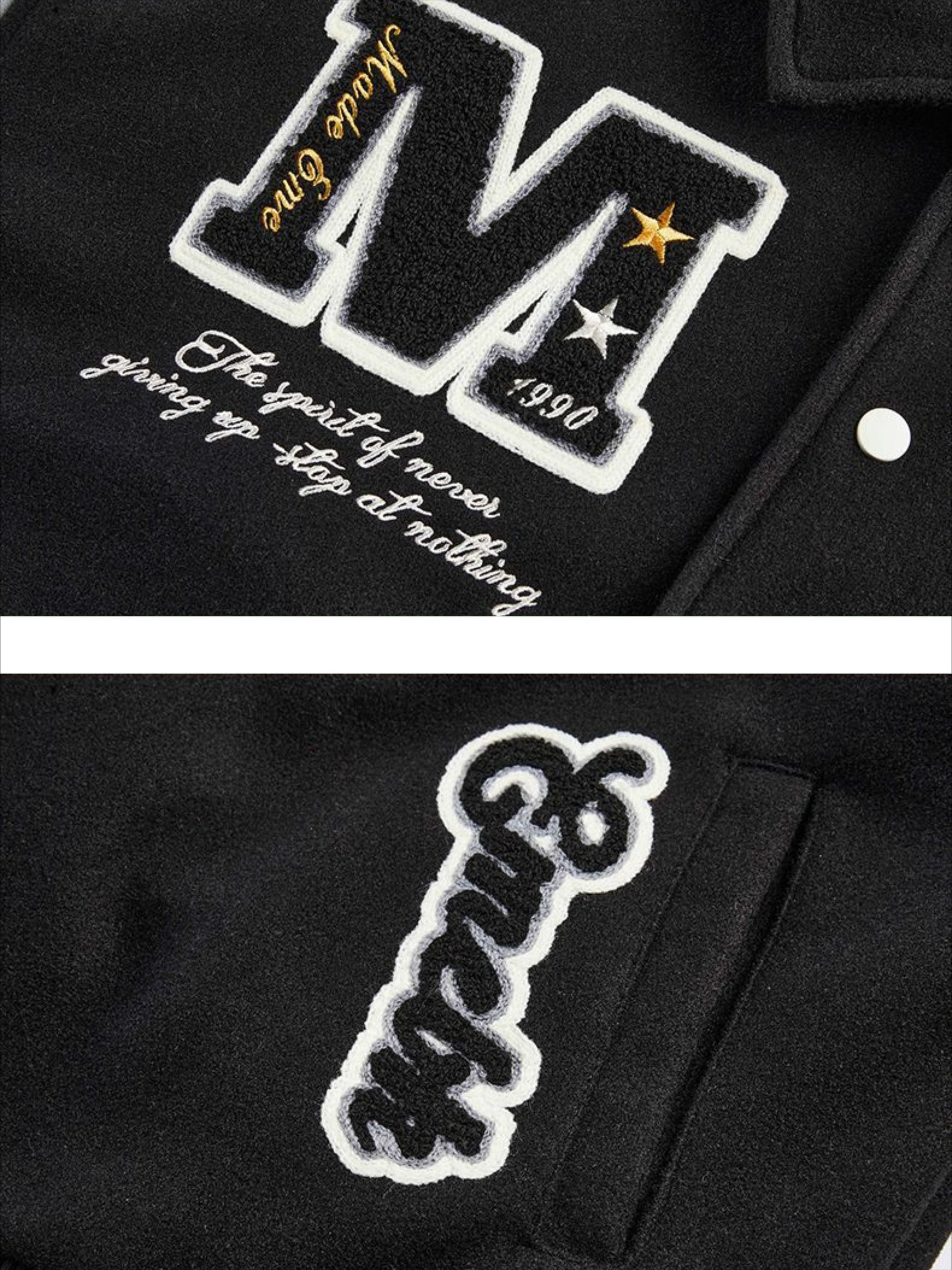 Letter Embroidery Assemble Collision Color Jacket