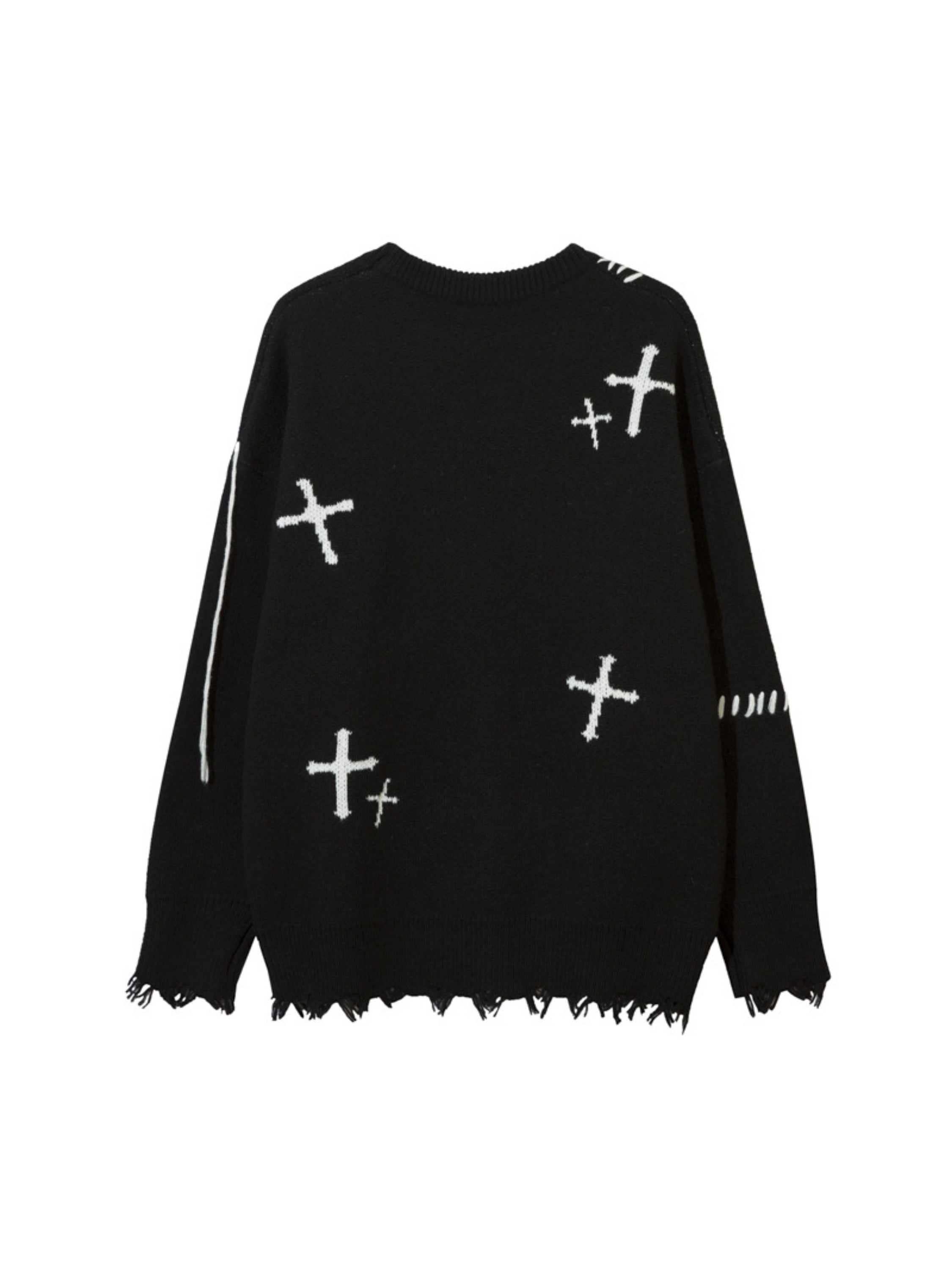 Dark Linear Design Sweater