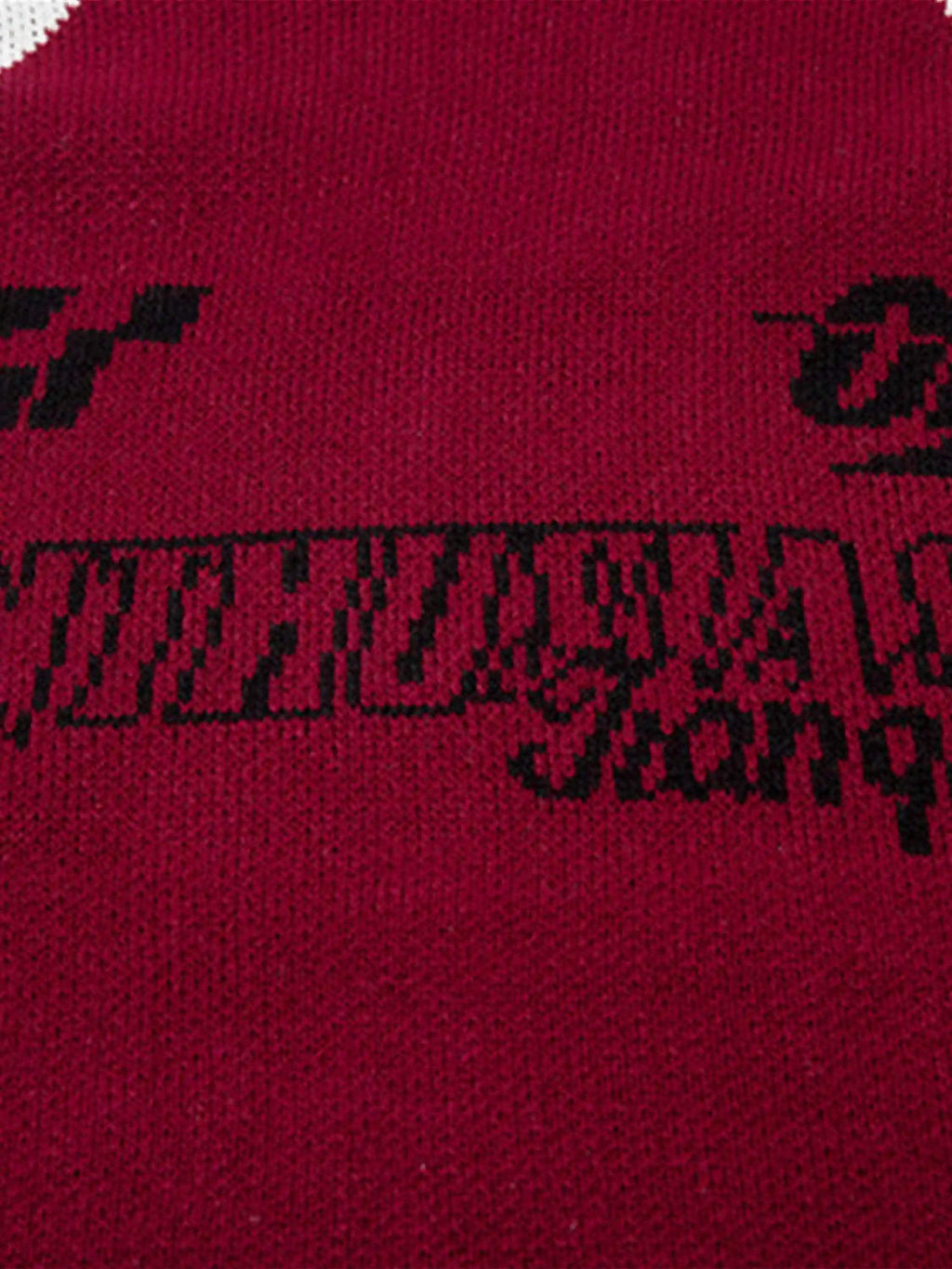 Disguisen Vibe Contrast Color Stitching Crew Neck Sweater