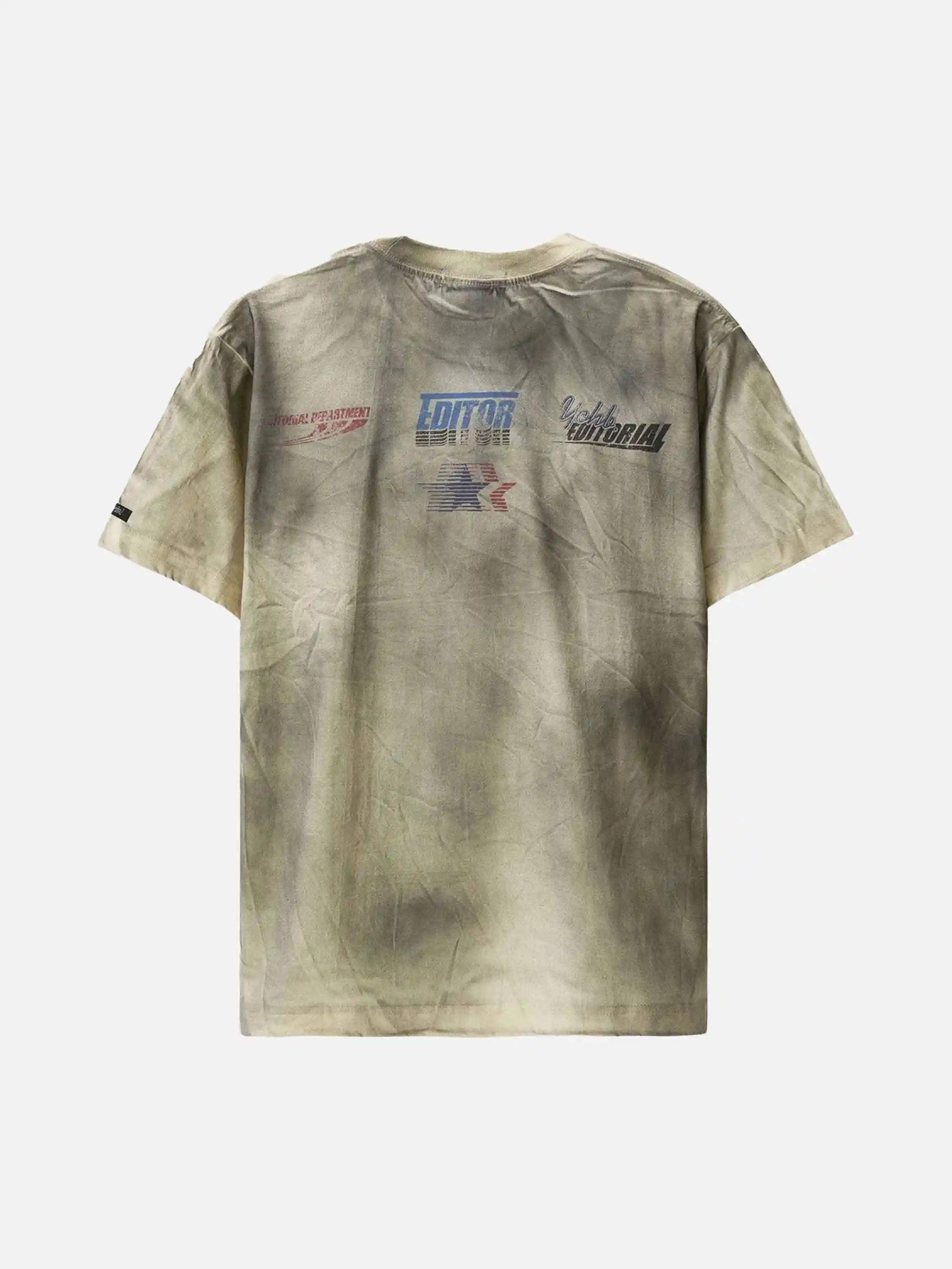 Disguisen Dirty Wash Heavy Print Street Rap T-Shirt