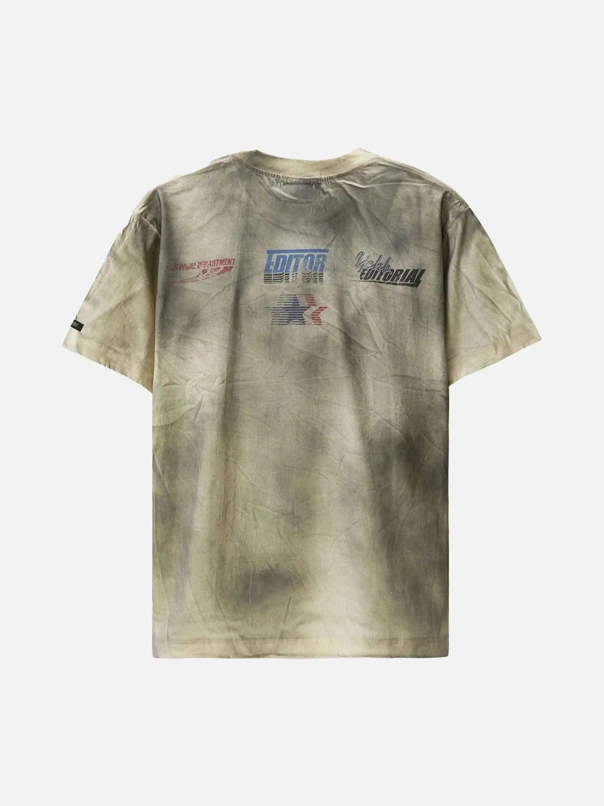 Disguisen Dirty Wash Heavy Print Street Rap T-Shirt