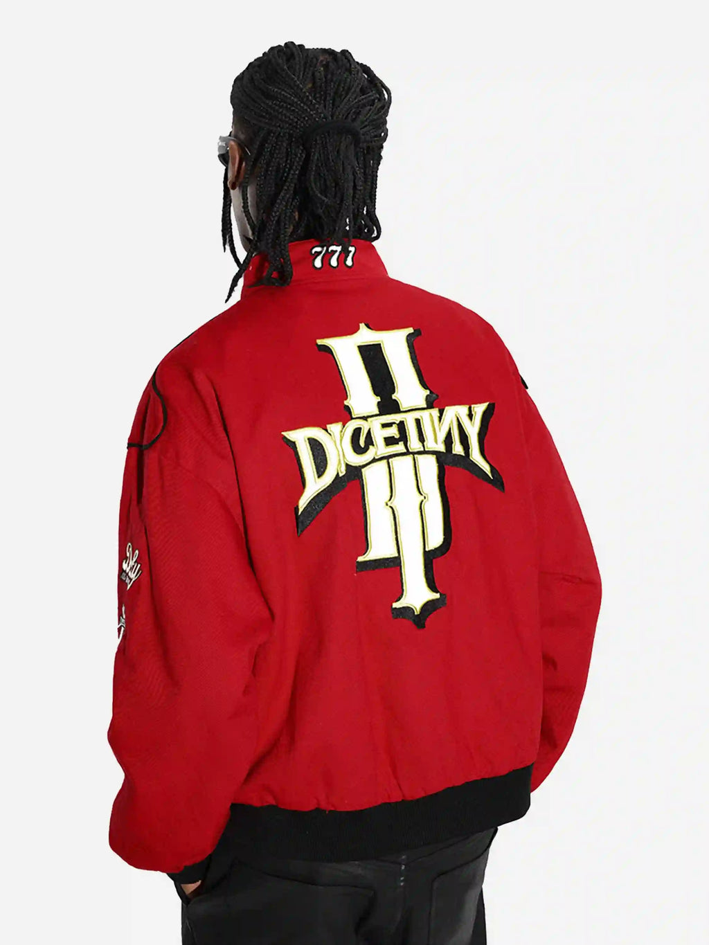 Disguisen Hip-Hop Motorcycle Embroidered Stand Collar Jacket
