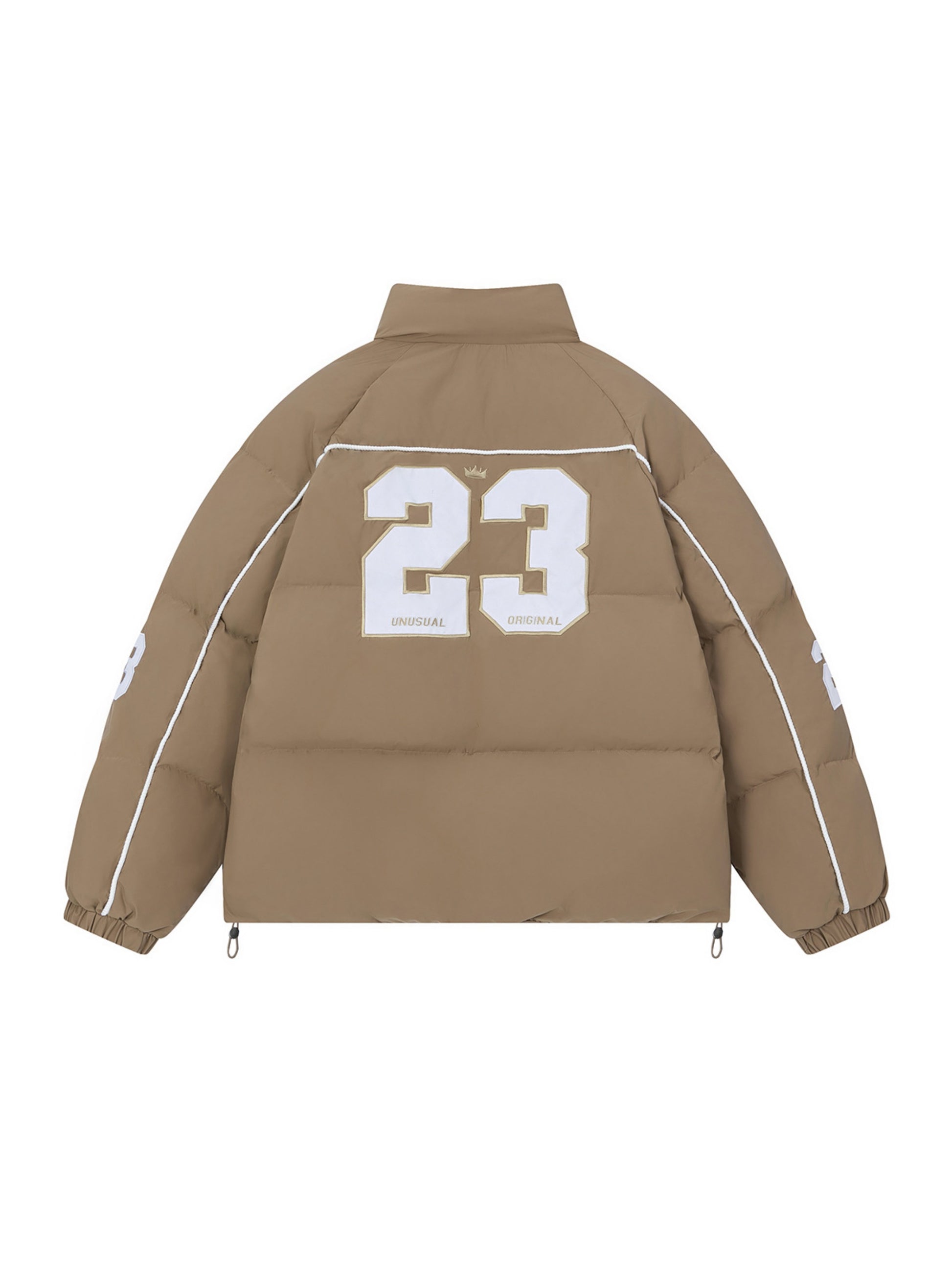 Vintage Alphabet Embroidery Zip-Up Coat