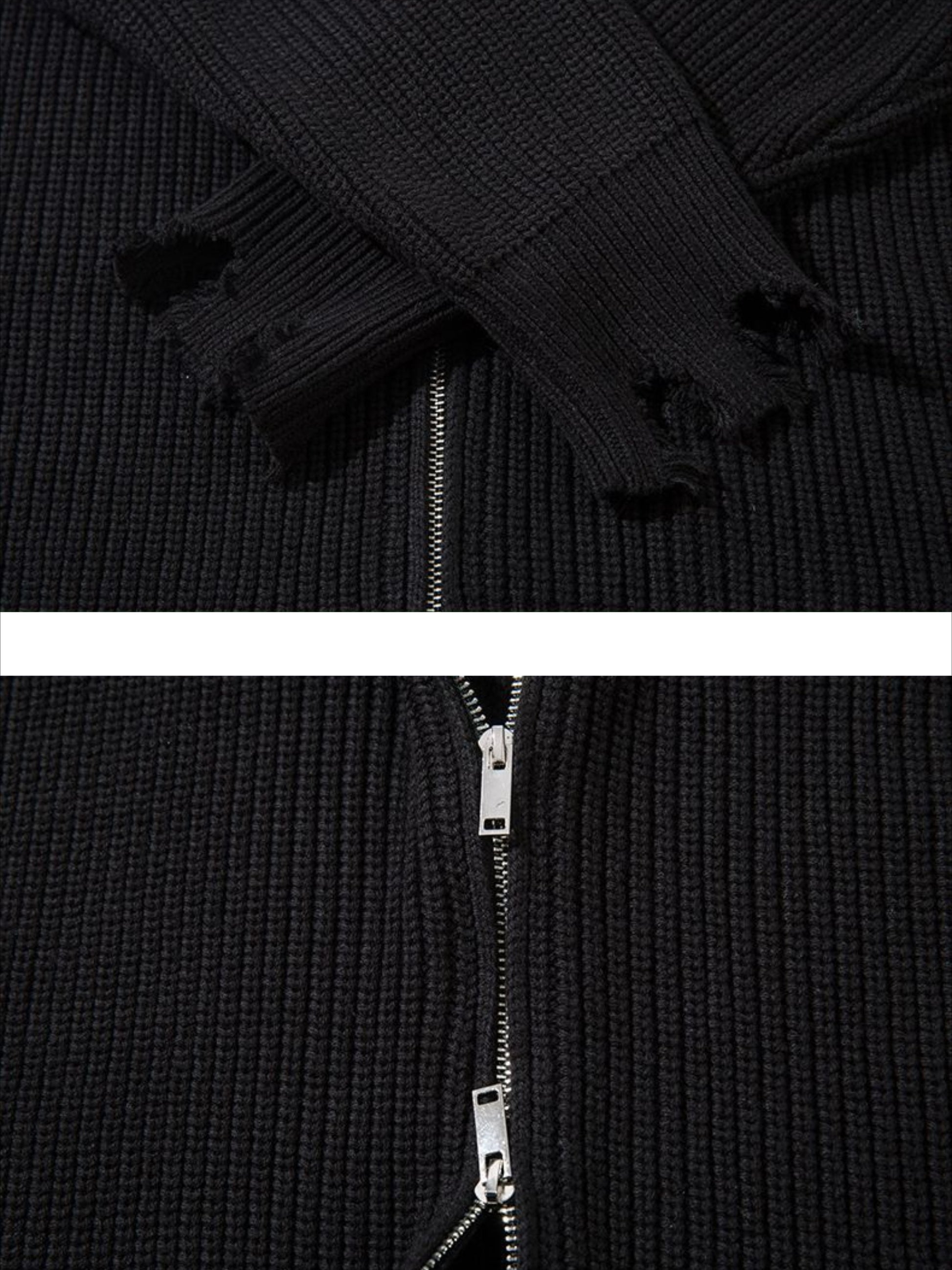 Vintage Worn Loose zipper Sweater