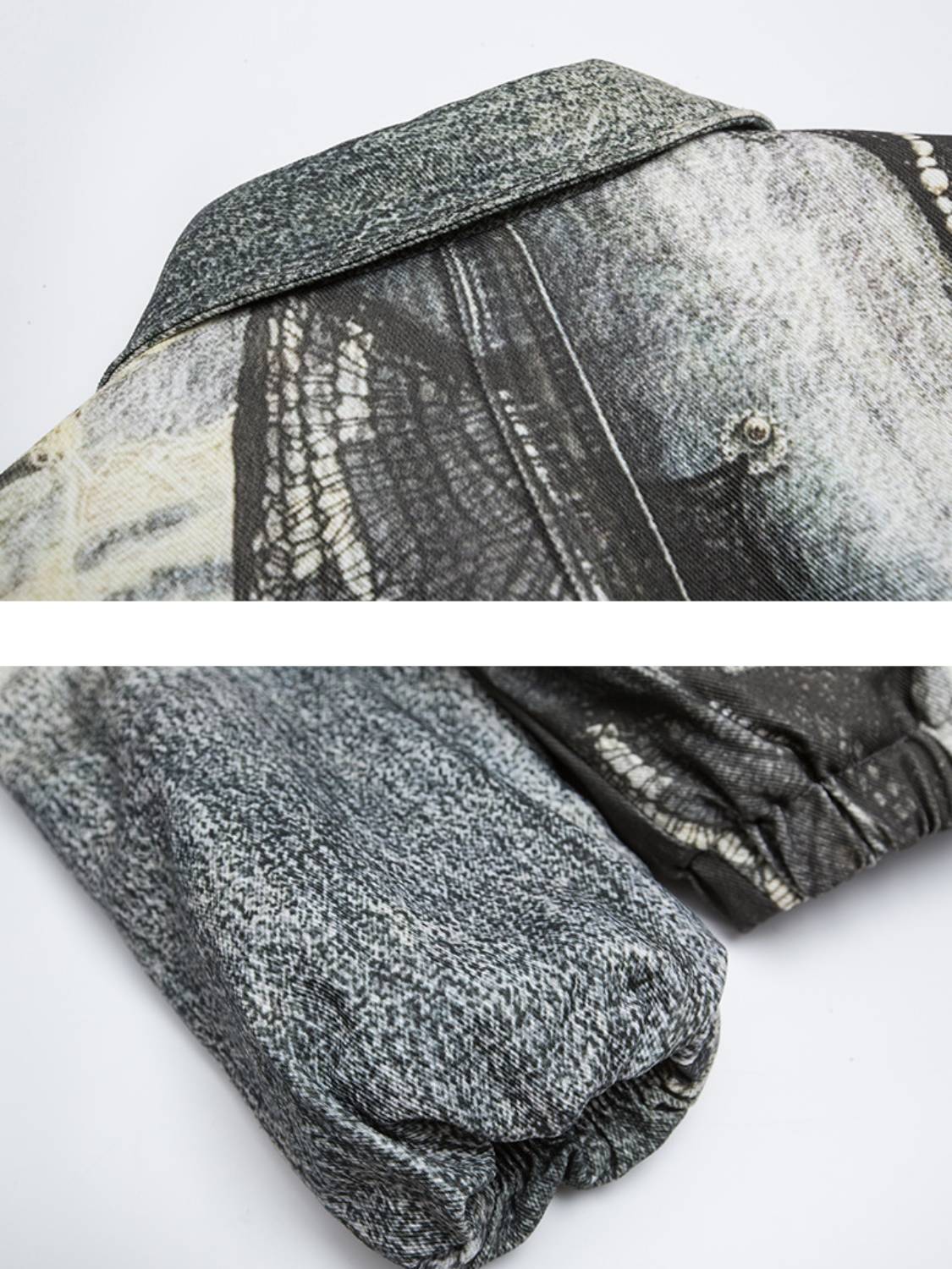 Washed 3D Jewel Print Denim Jacket