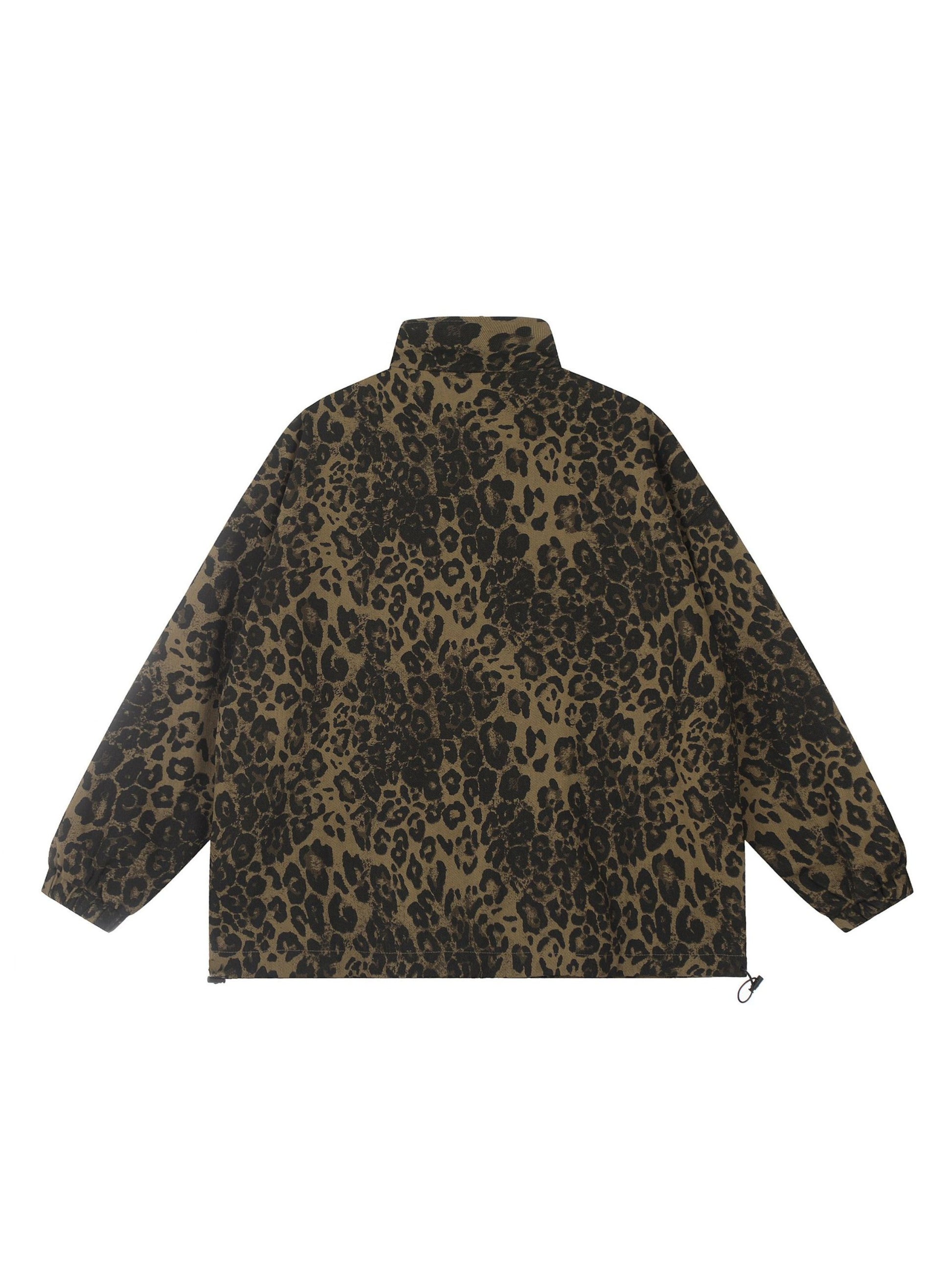Leopard Print Stand Collar Jacket