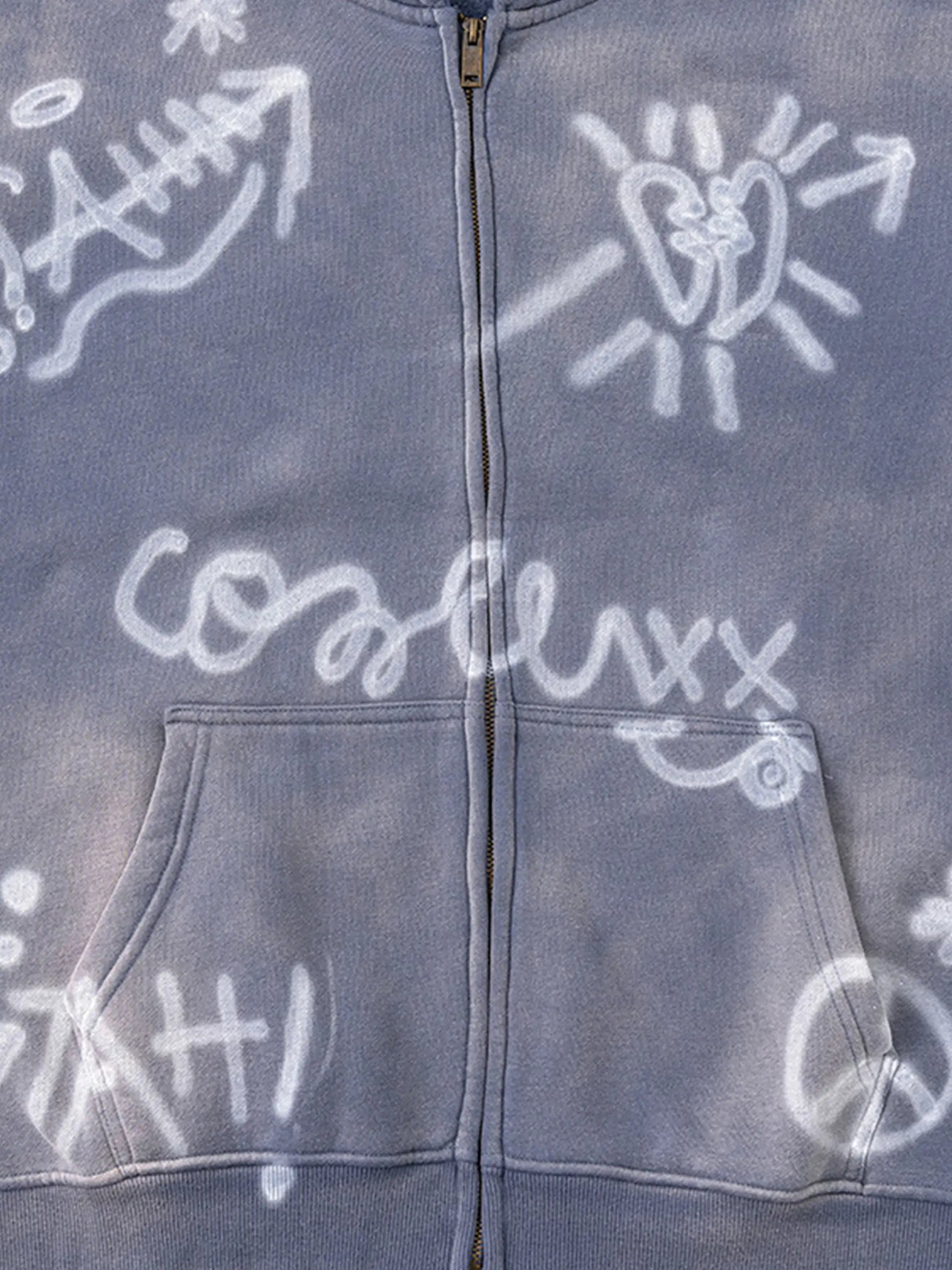 Hand-drawn Graffiti Washed Thick Hoodie