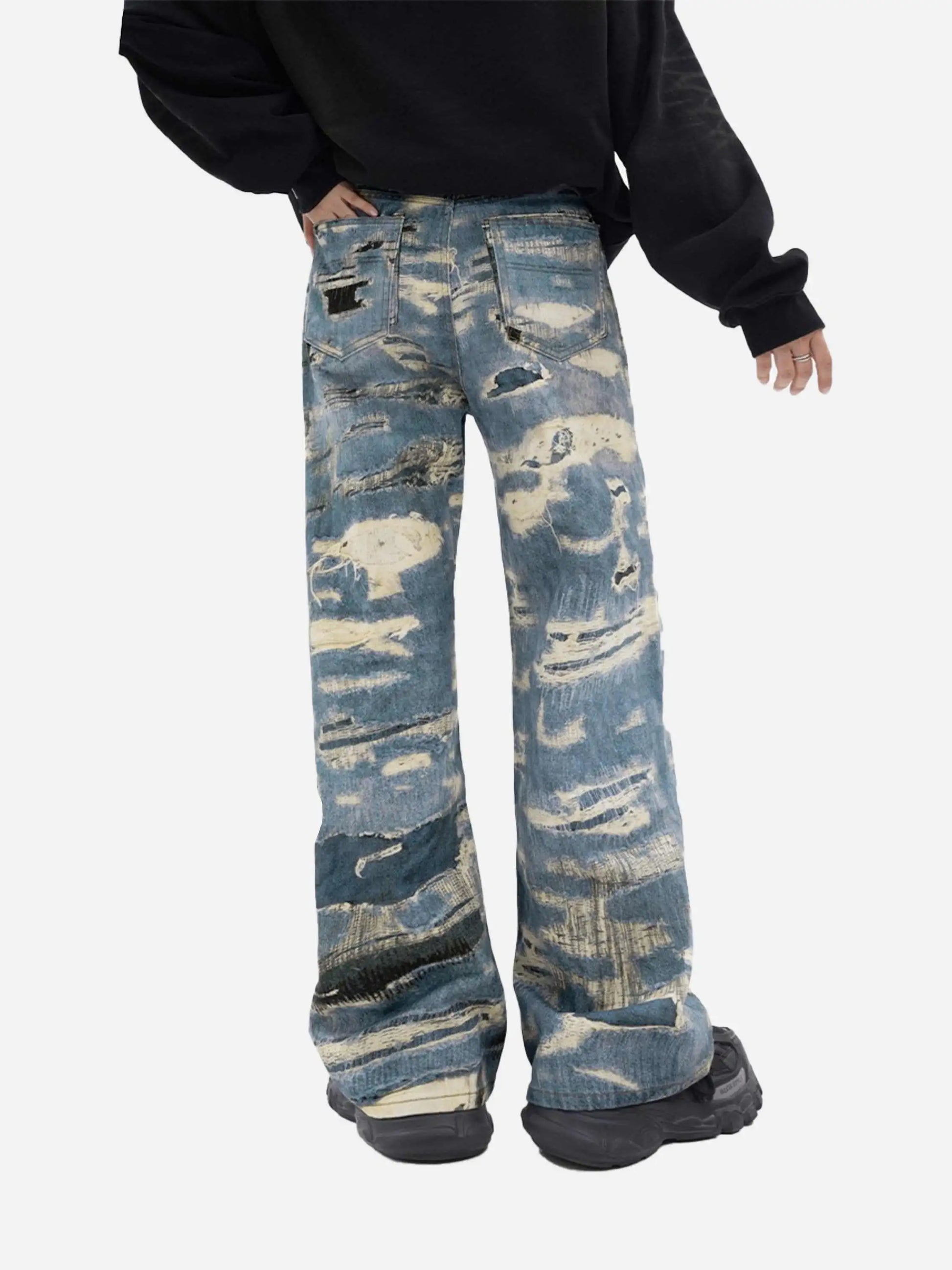 Disguisen Vintage Distressed Print "Ripped" Jeans