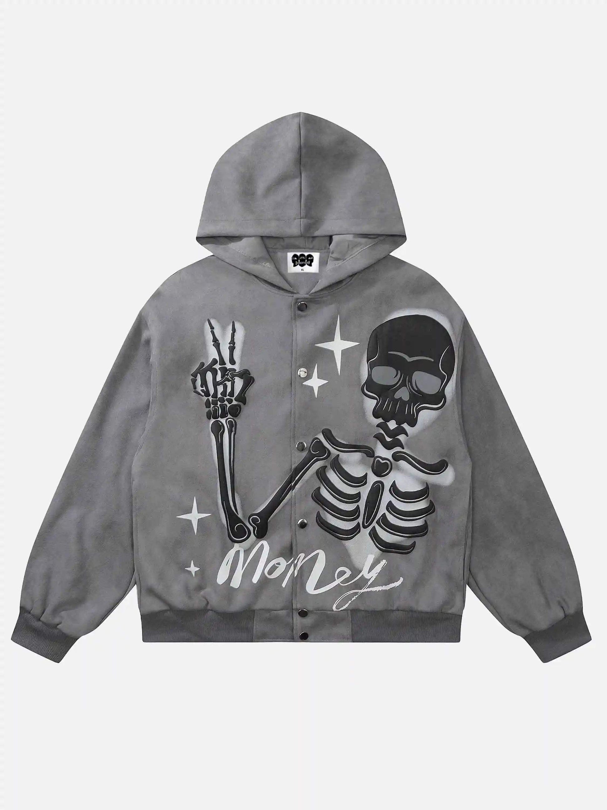 Disguisen American Style Skull Foam Print Cardigan Hoodies